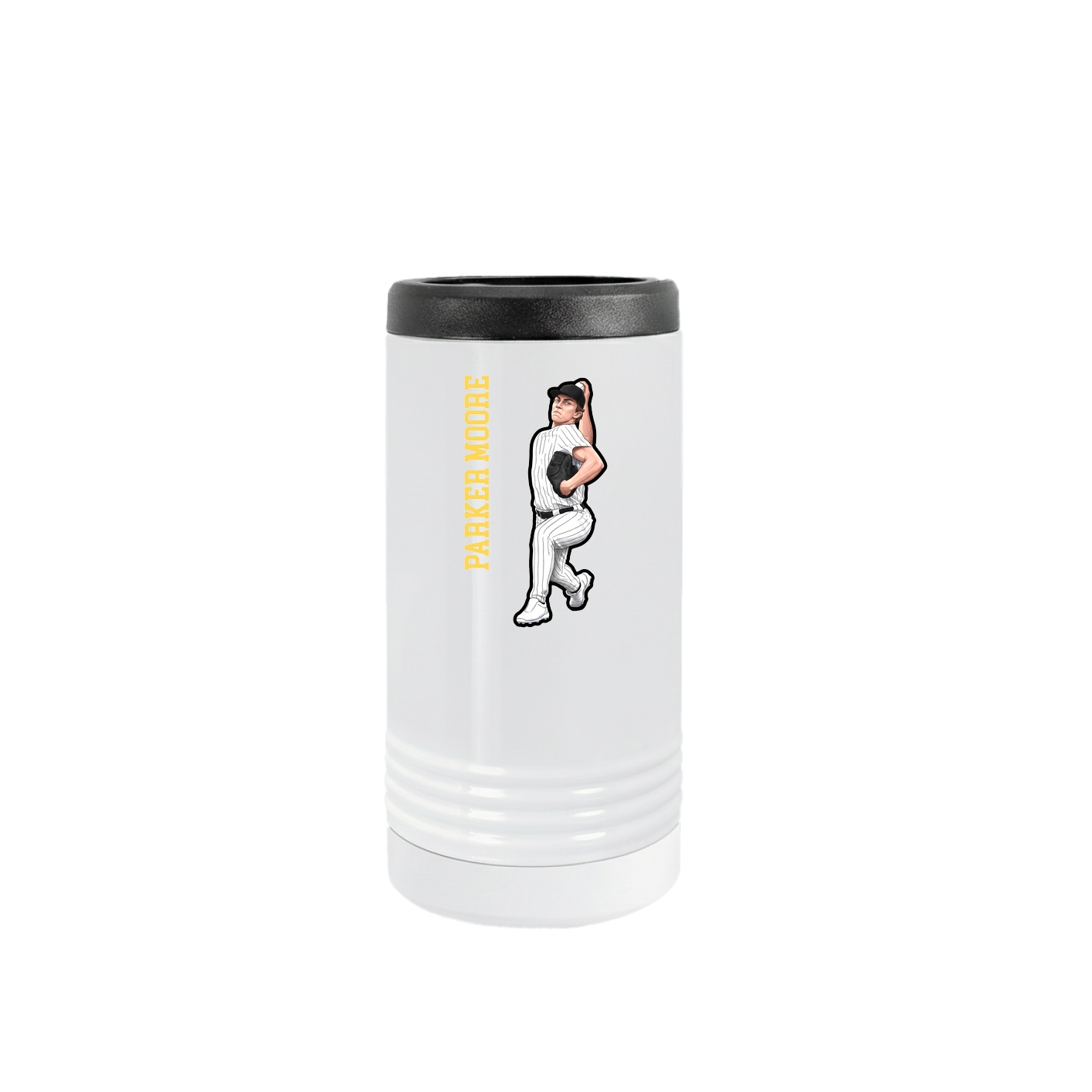 Slim Beverage Holder — Name Vertical in White