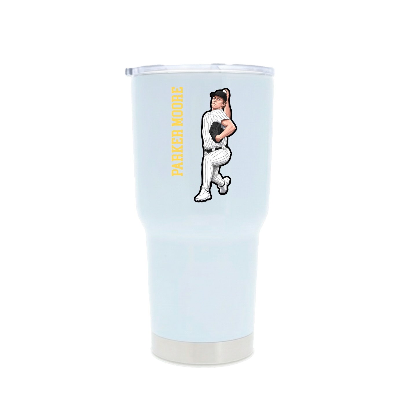 30oz Stainless Steel Tumbler — Name Vertical in White