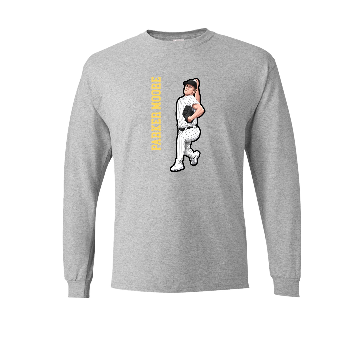 Long Sleeve Tee — Name Vertical in Grey