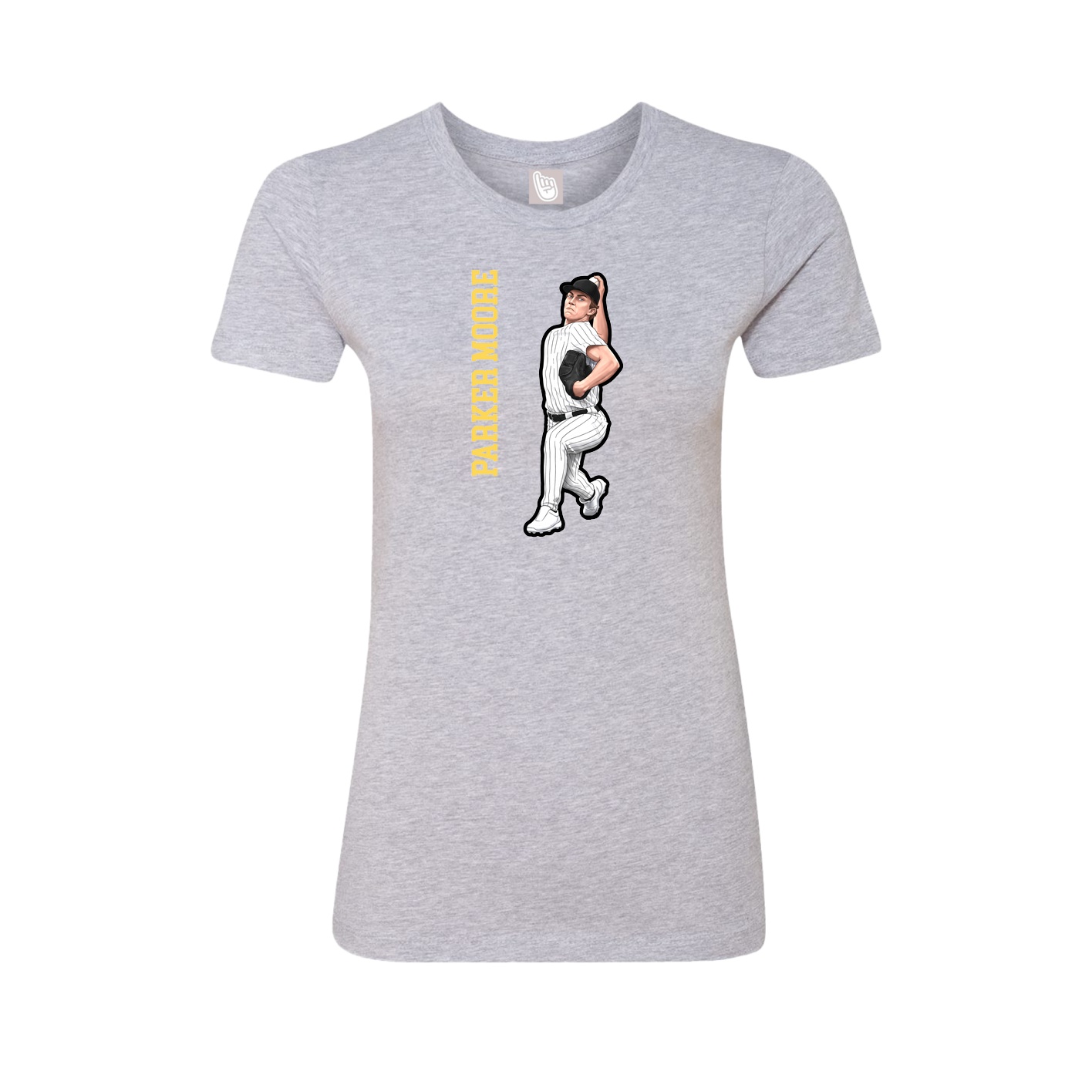 Fitted Women's Tee — Name Vertical in Grey