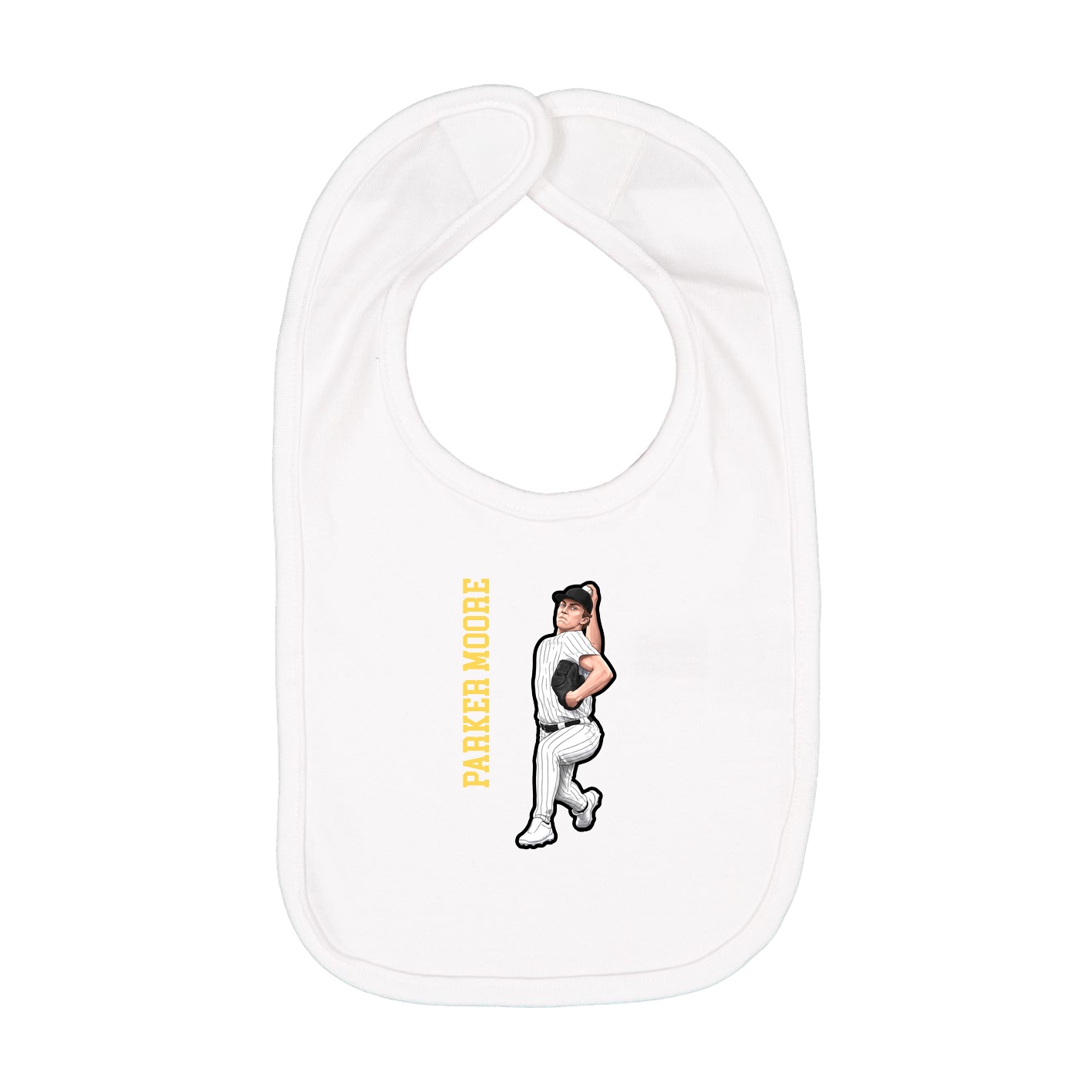 Infant Bib — Name Vertical in White