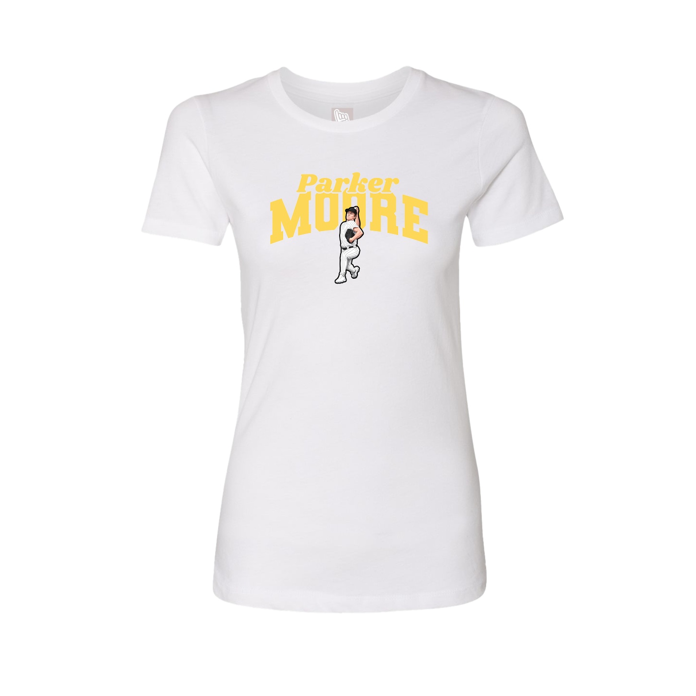 Fitted Women's Tee — Signature Arch in White
