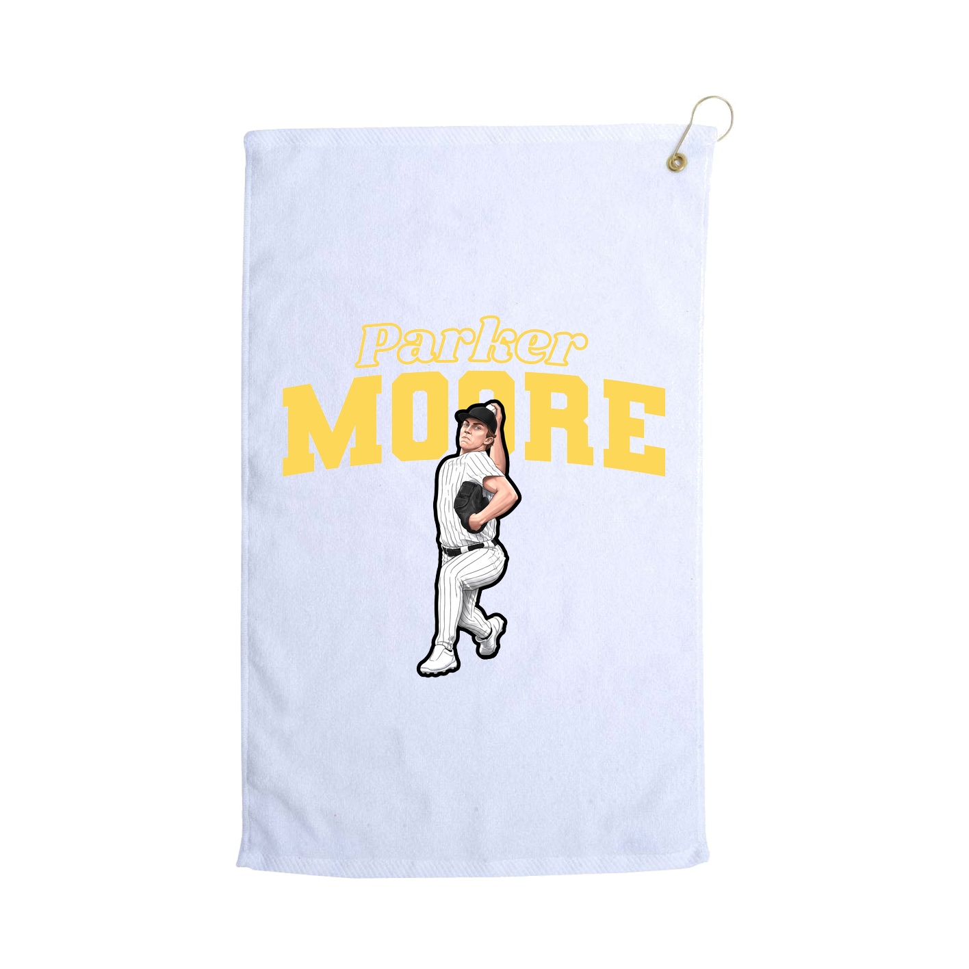 Golf Towel — Name Arch in White