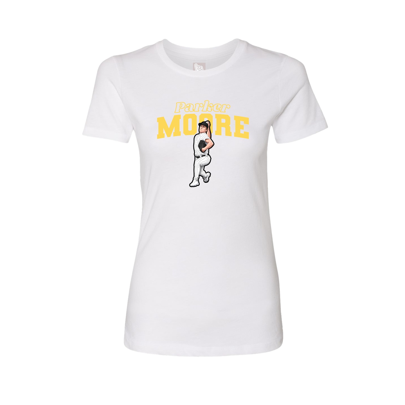 Fitted Women's Tee — Name Arch in White