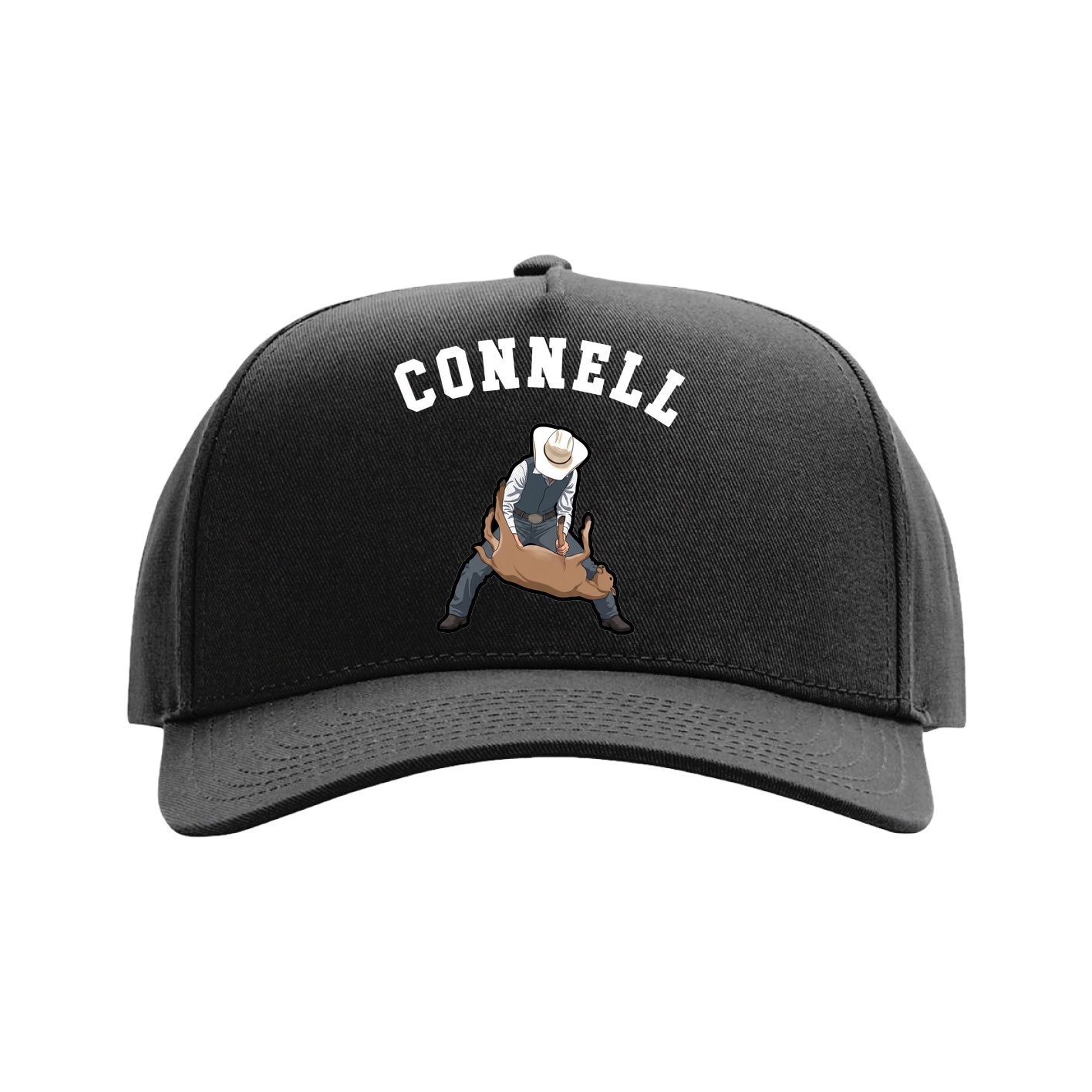 Full Fabric Five-Panel Champ Cap — Shirsey Arch in Black