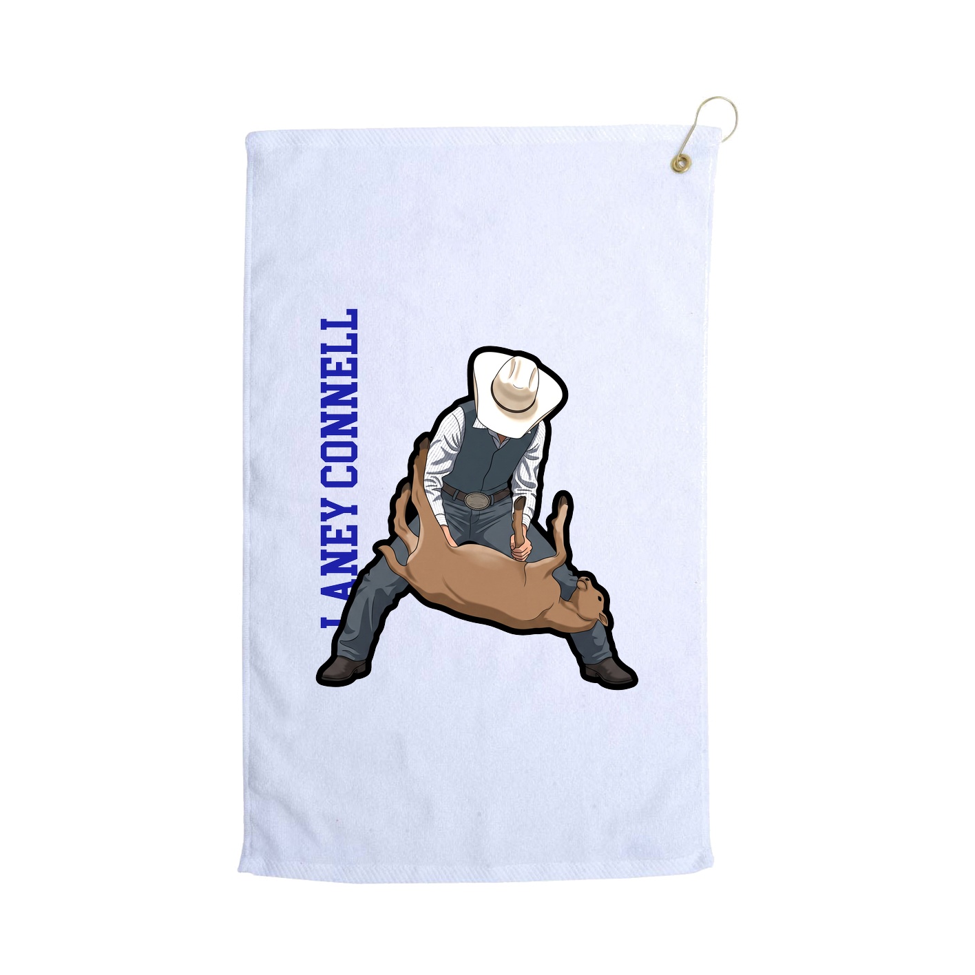 Golf Towel — Name Vertical in White