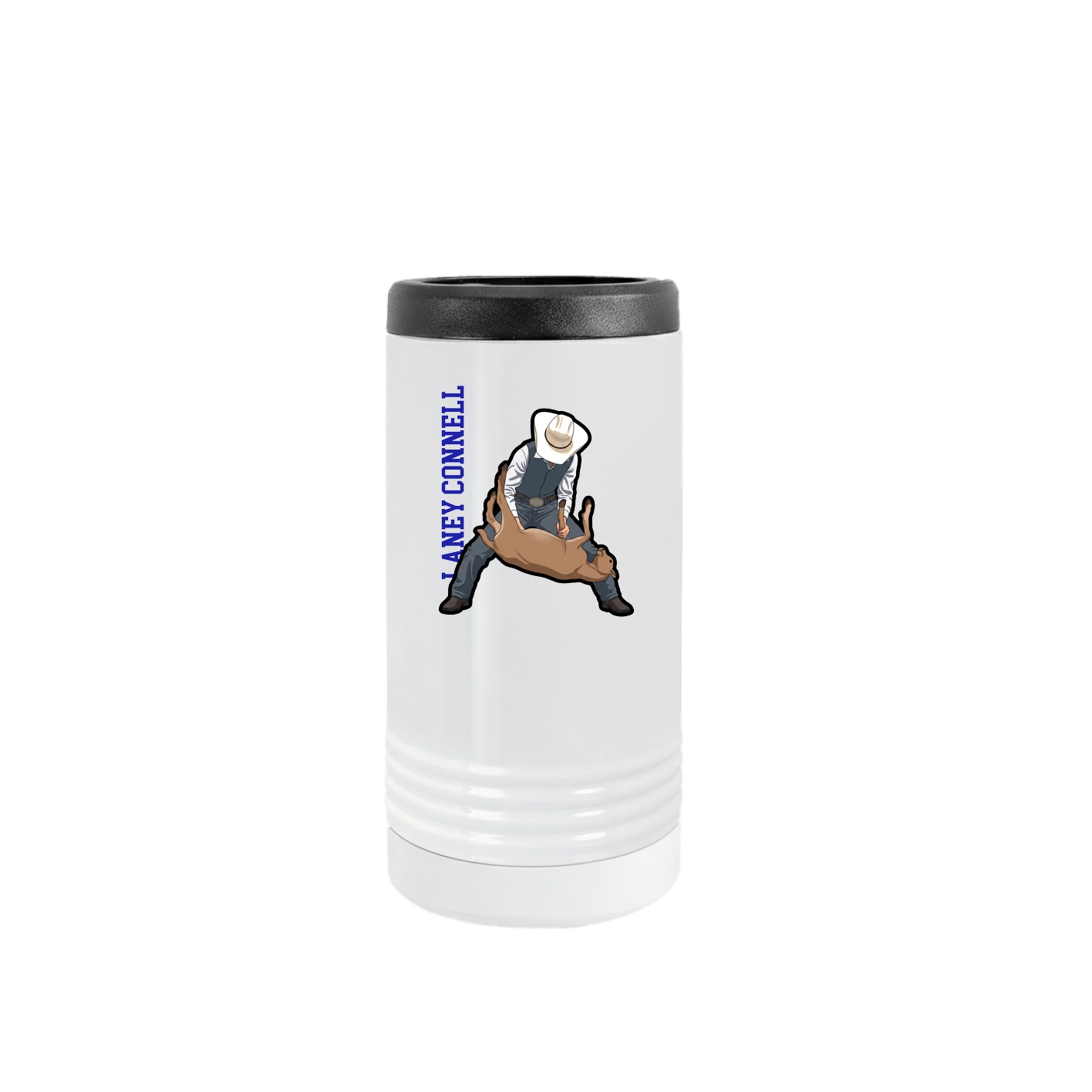 Slim Beverage Holder — Name Vertical in White