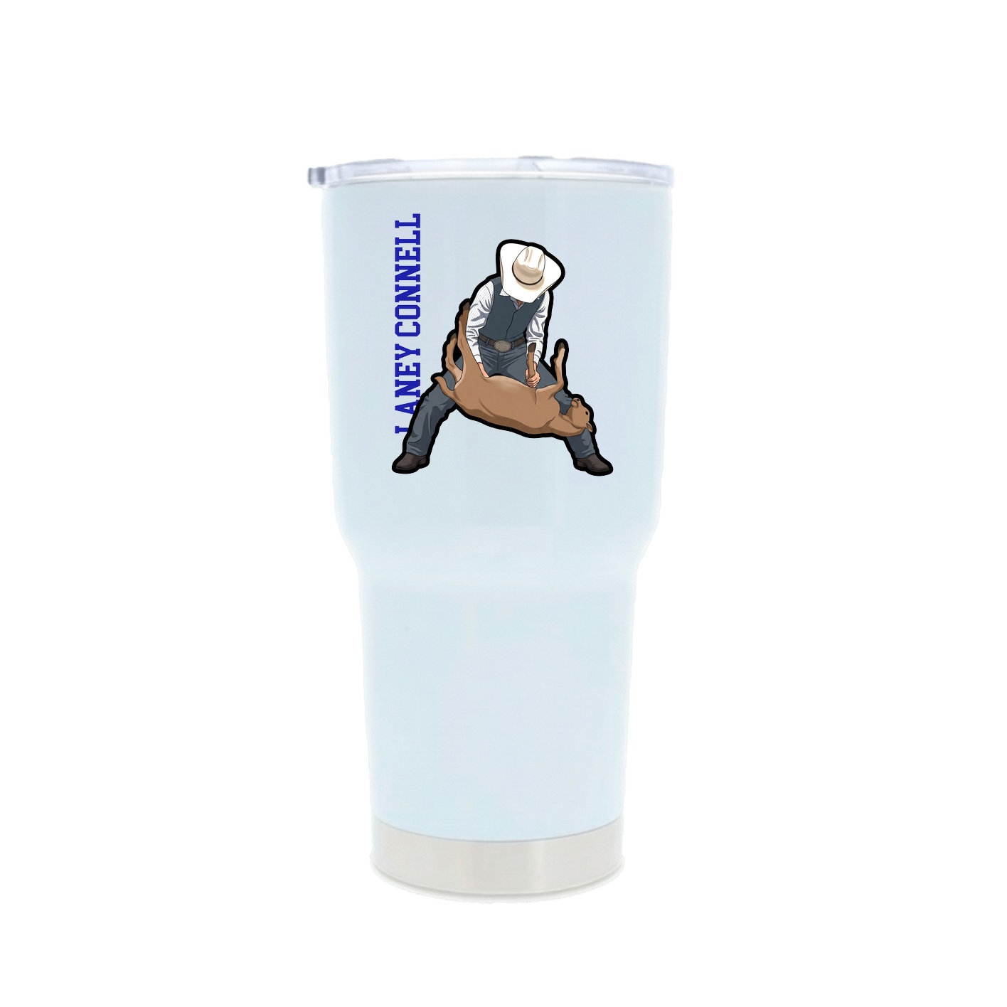 30oz Stainless Steel Tumbler — Name Vertical in White