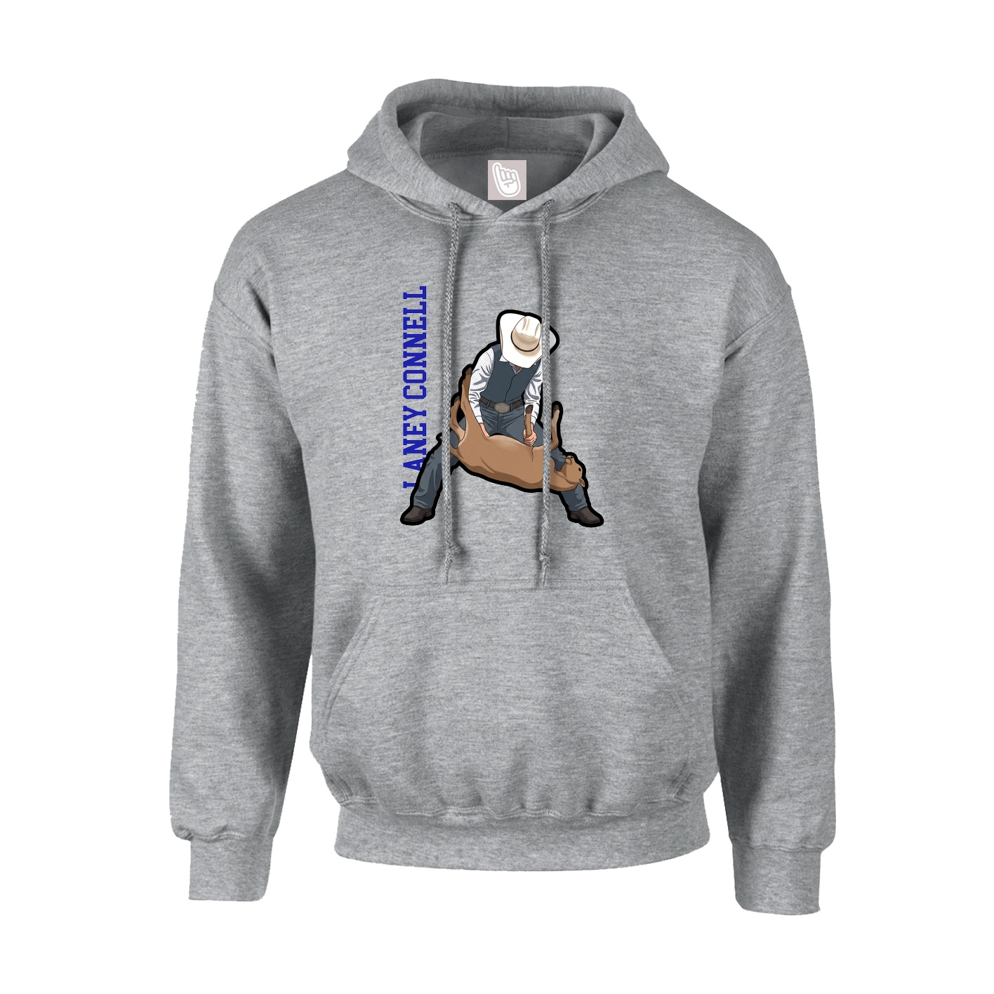 Hoodie — Name Vertical in Grey