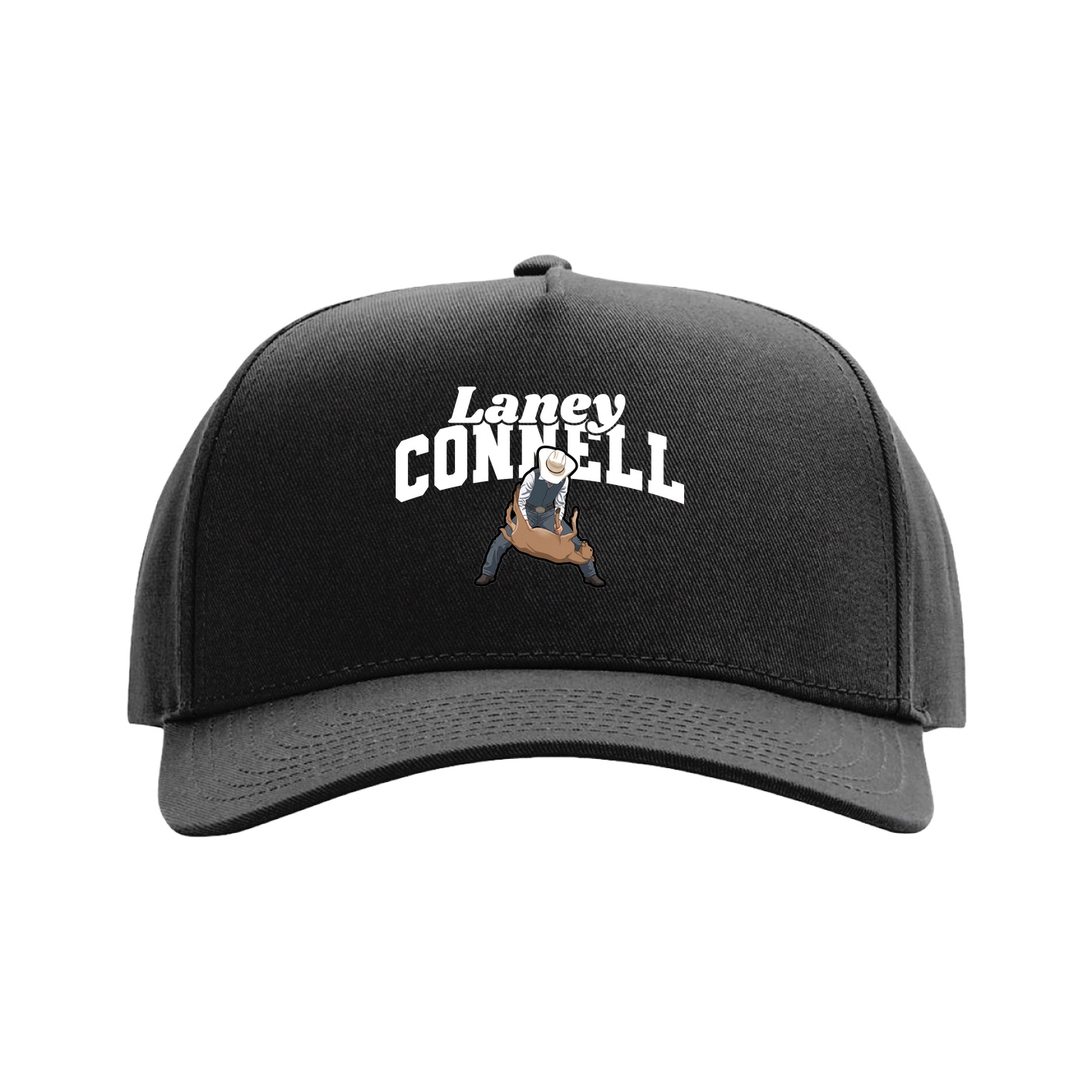 Full Fabric Five-Panel Champ Cap — Signature Arch in Black