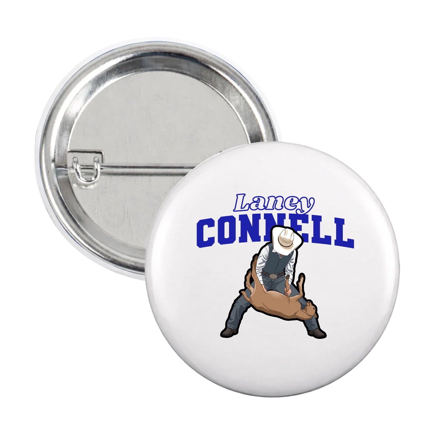 Game Day Button — Name Arch in White