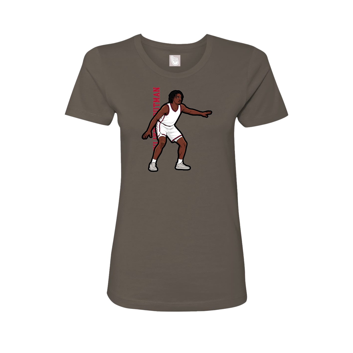 Fitted Women's Tee — Name Vertical in Grey
