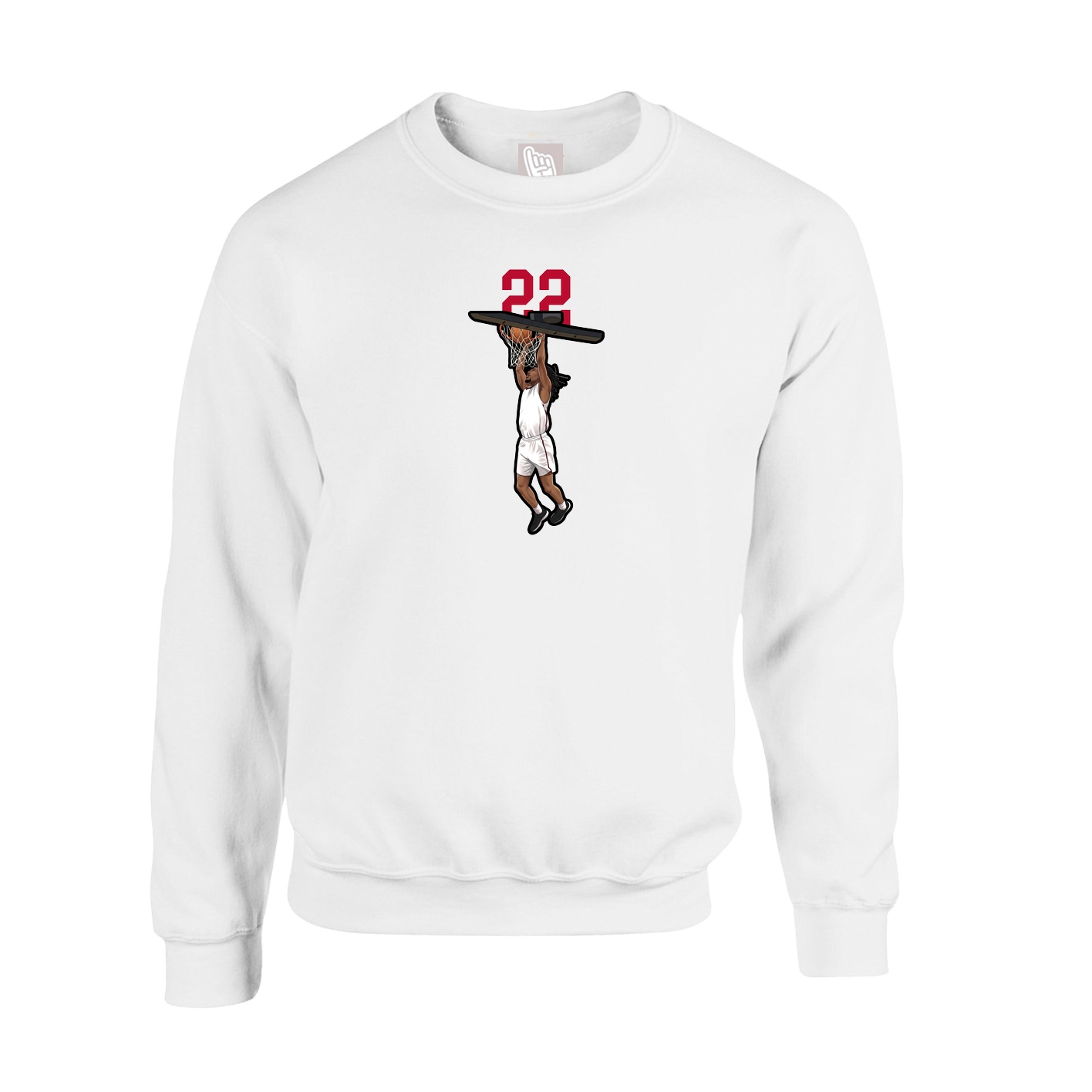 Fleece Crew — Number Top in White
