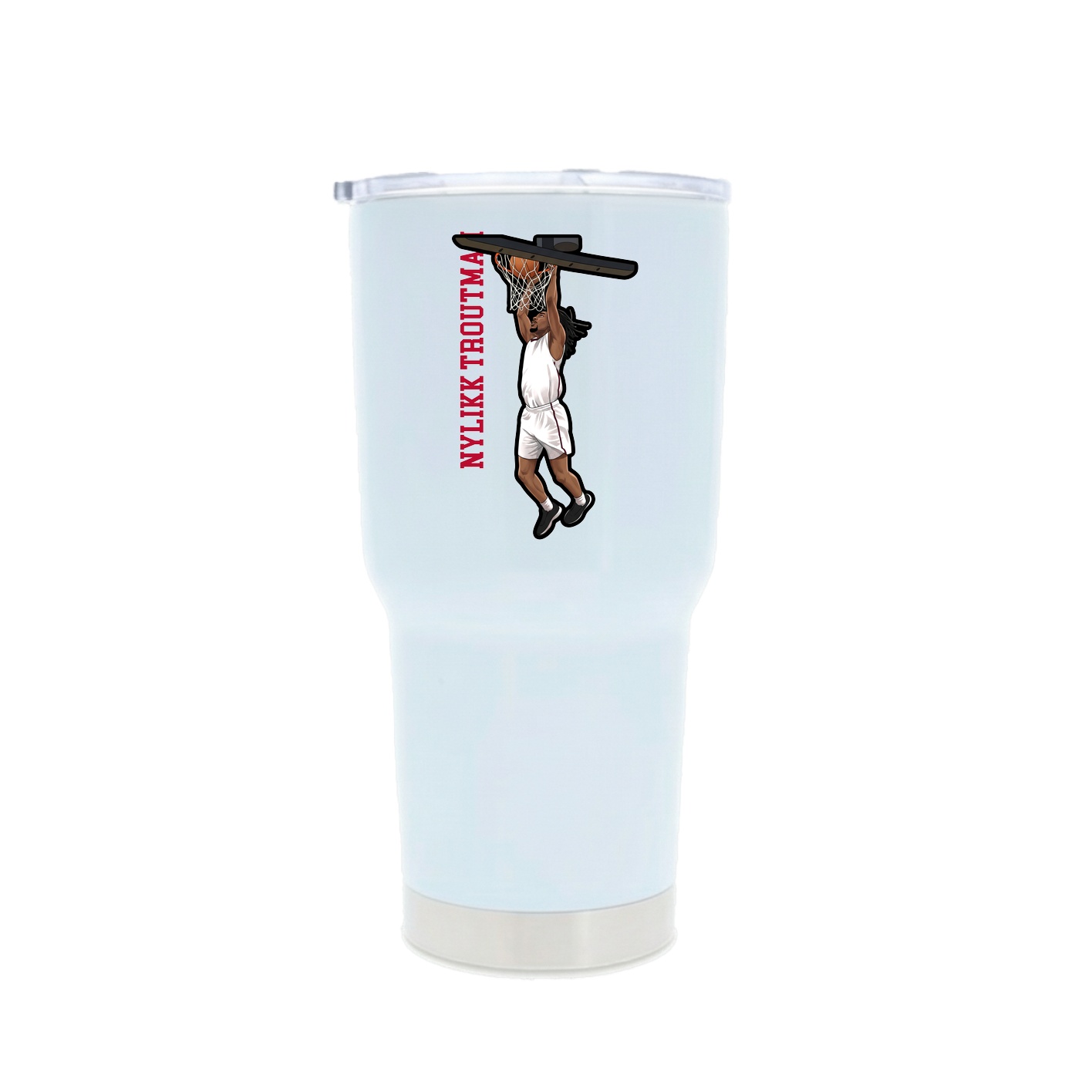 30oz Stainless Steel Tumbler — Name Vertical in White