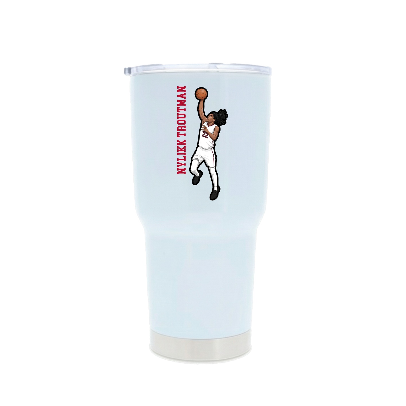30oz Stainless Steel Tumbler — Name Vertical in White