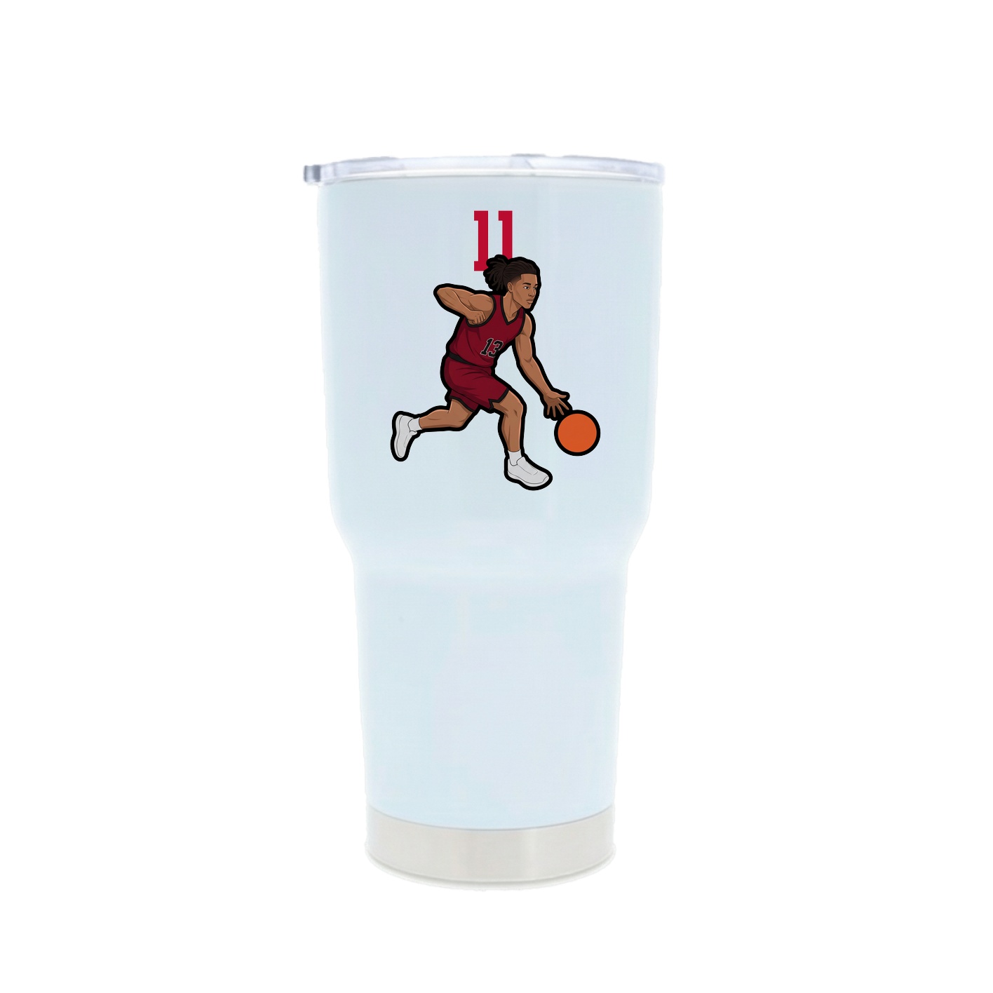 30oz Stainless Steel Tumbler — Number Top in White