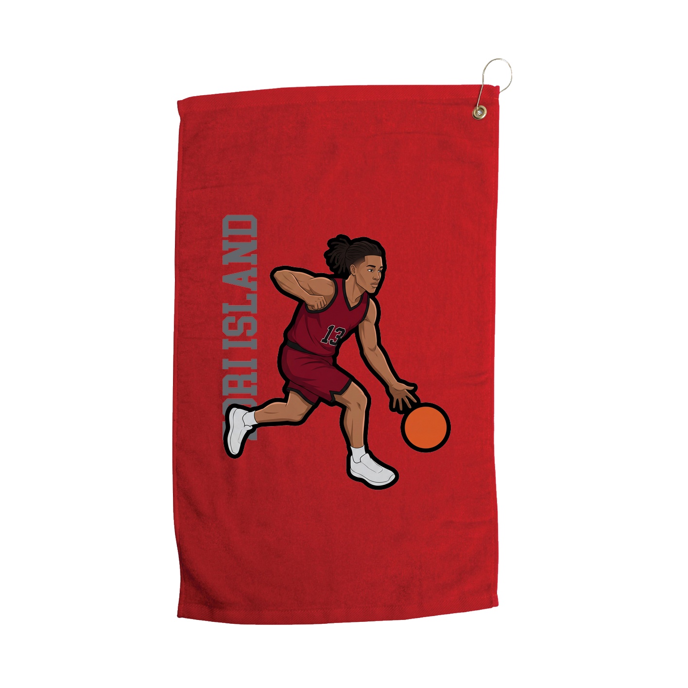 Golf Towel — Name Vertical in Red