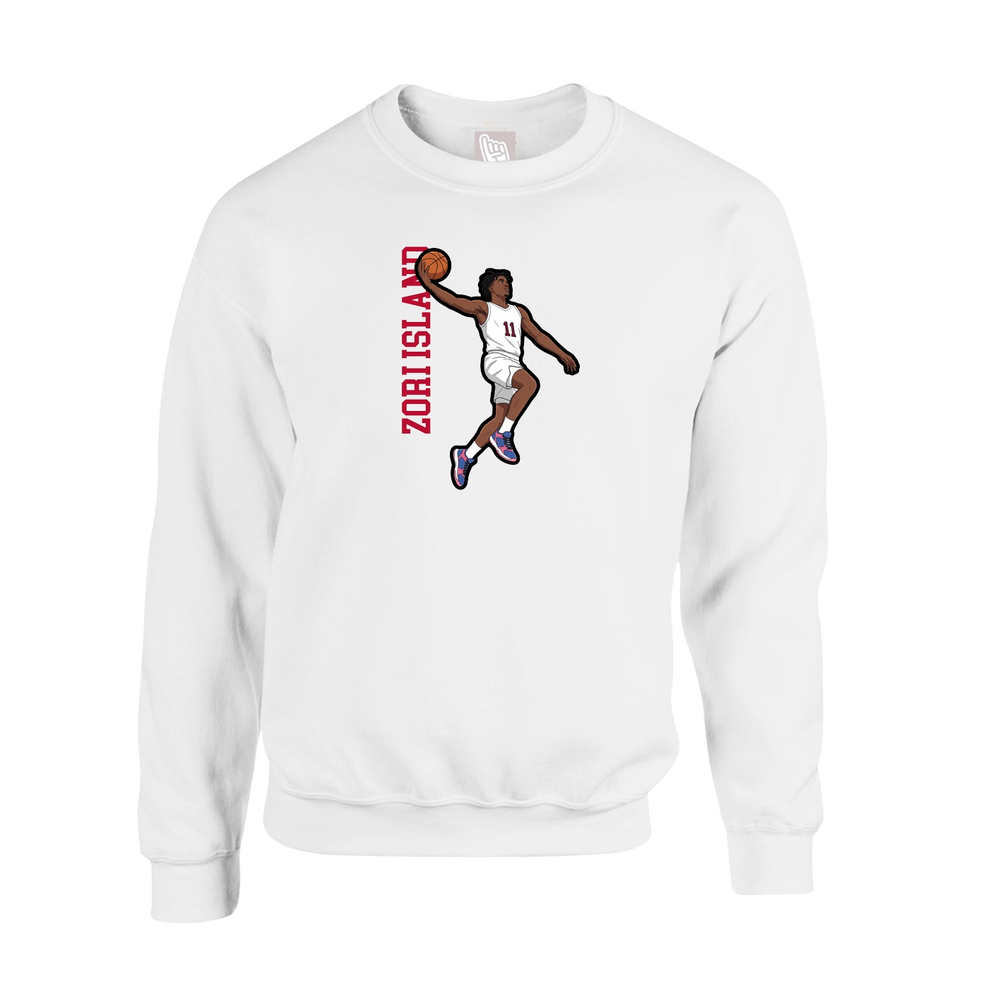 Fleece Crew — Name Vertical in White