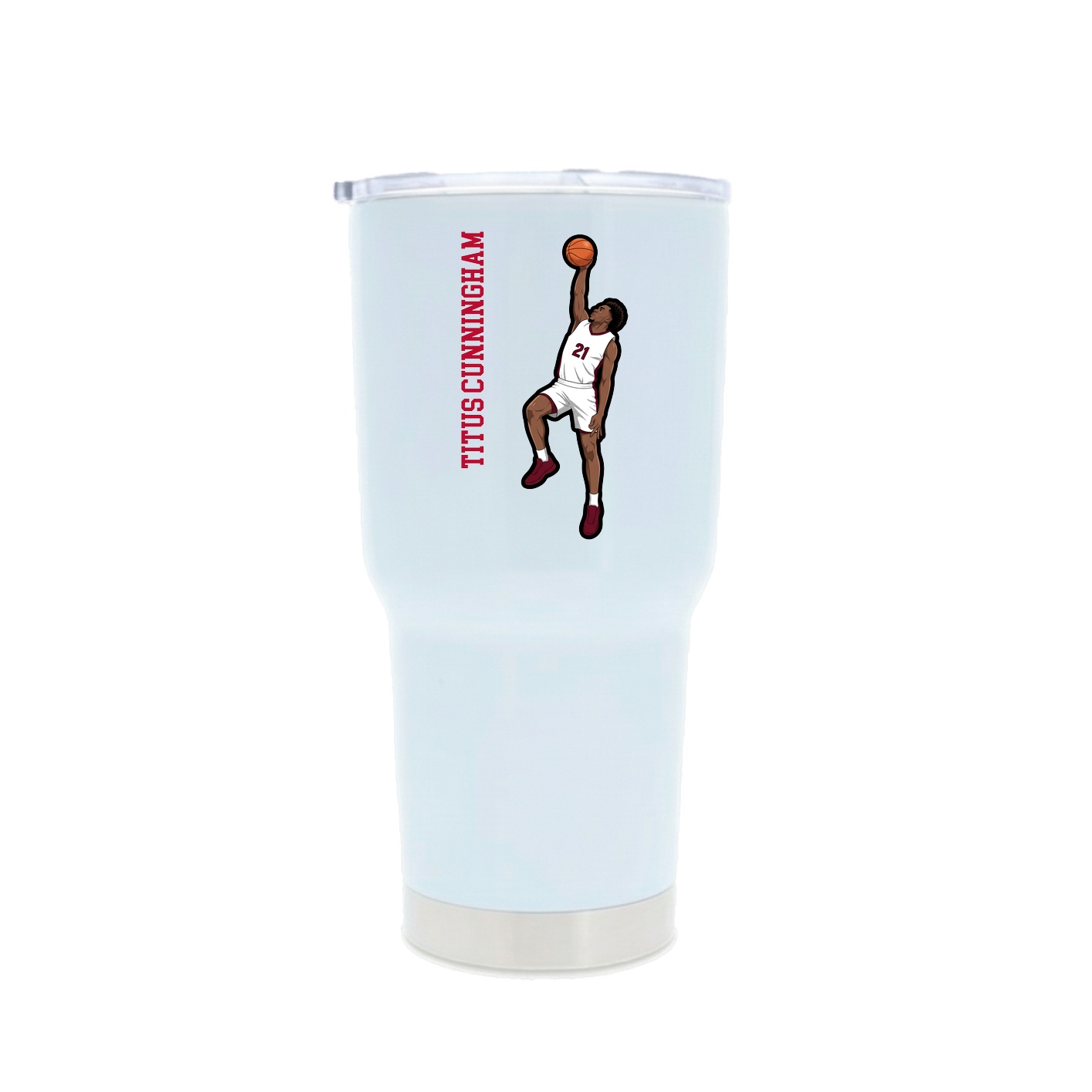 30oz Stainless Steel Tumbler — Name Vertical in White