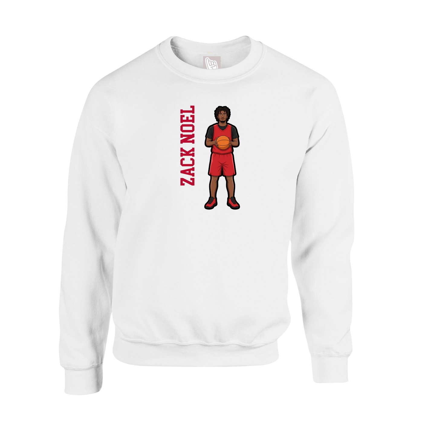 Fleece Crew — Name Vertical in White