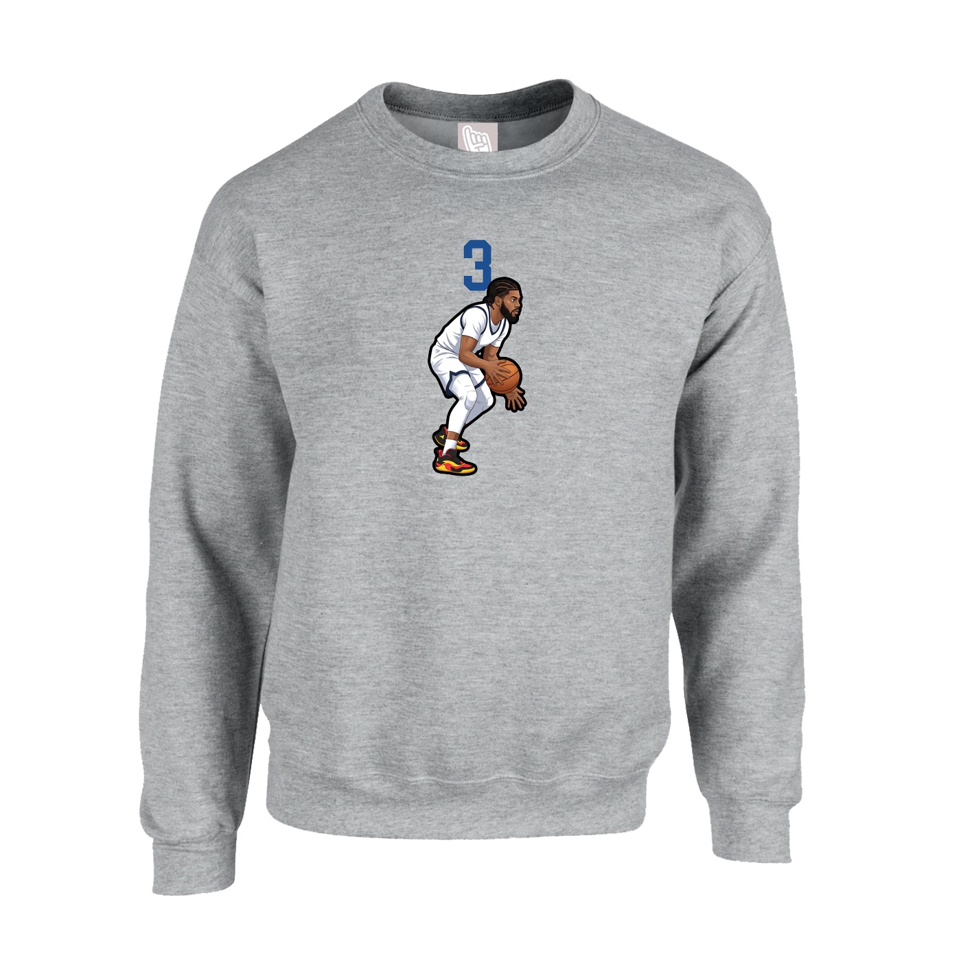 Fleece Crew — Number Top in Grey