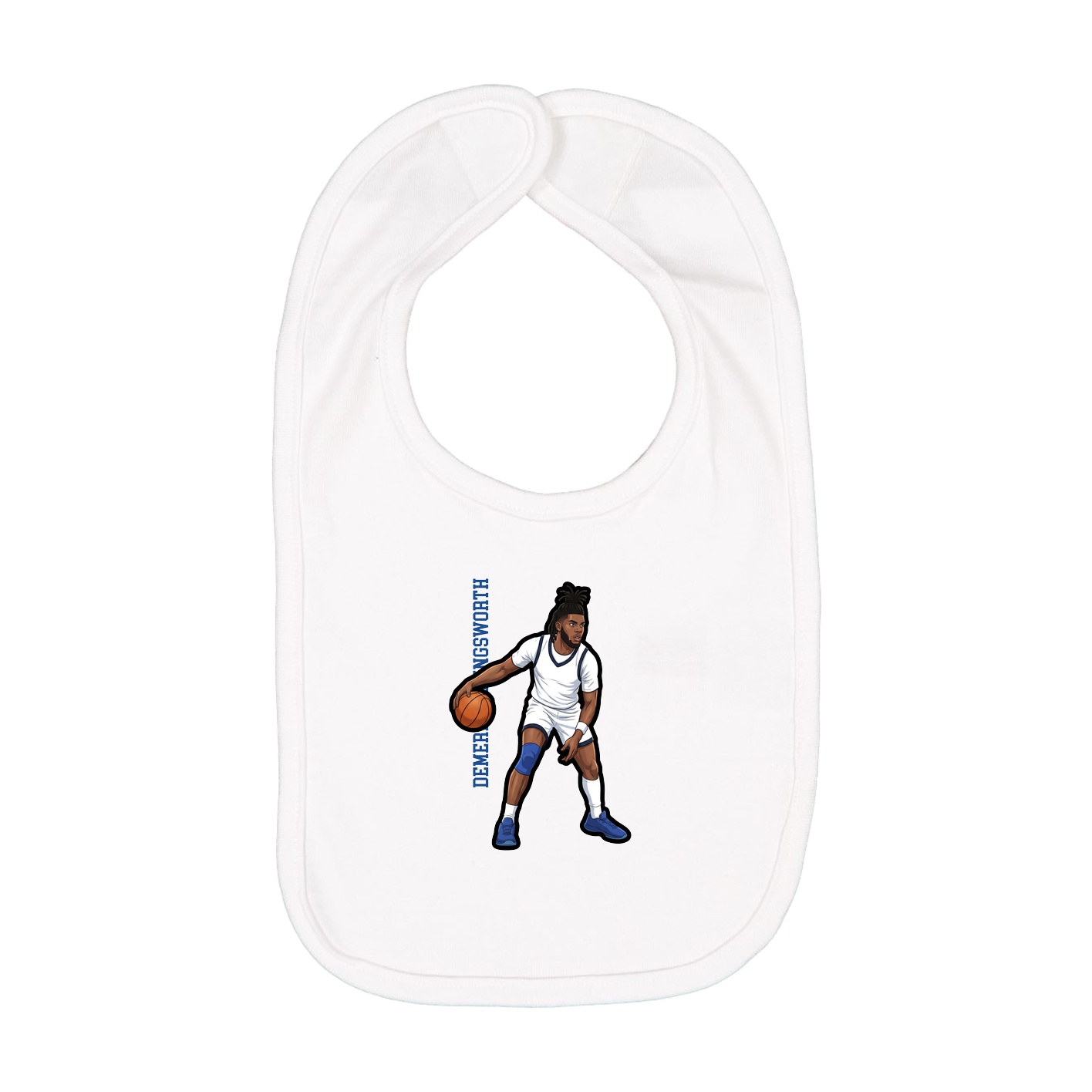 Infant Bib — Name Vertical in White