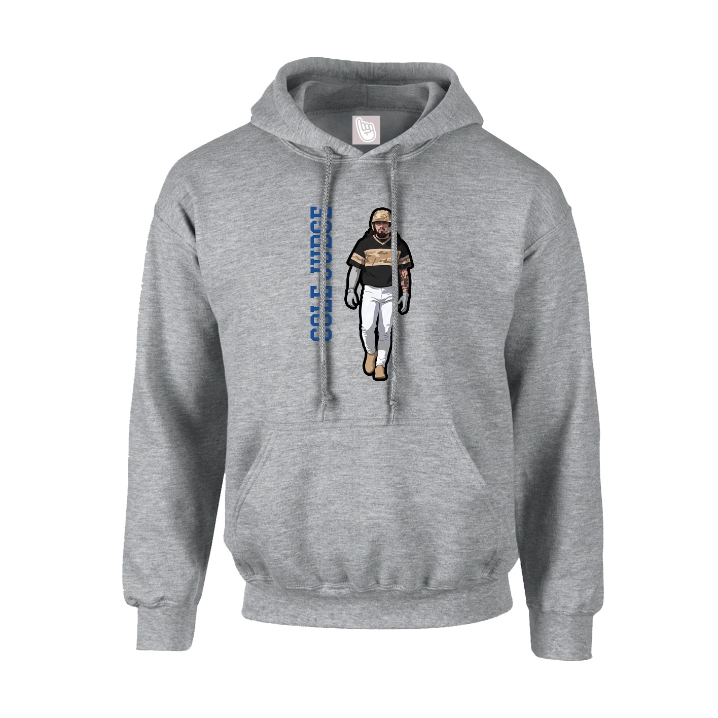 Hoodie — Name Vertical in Grey