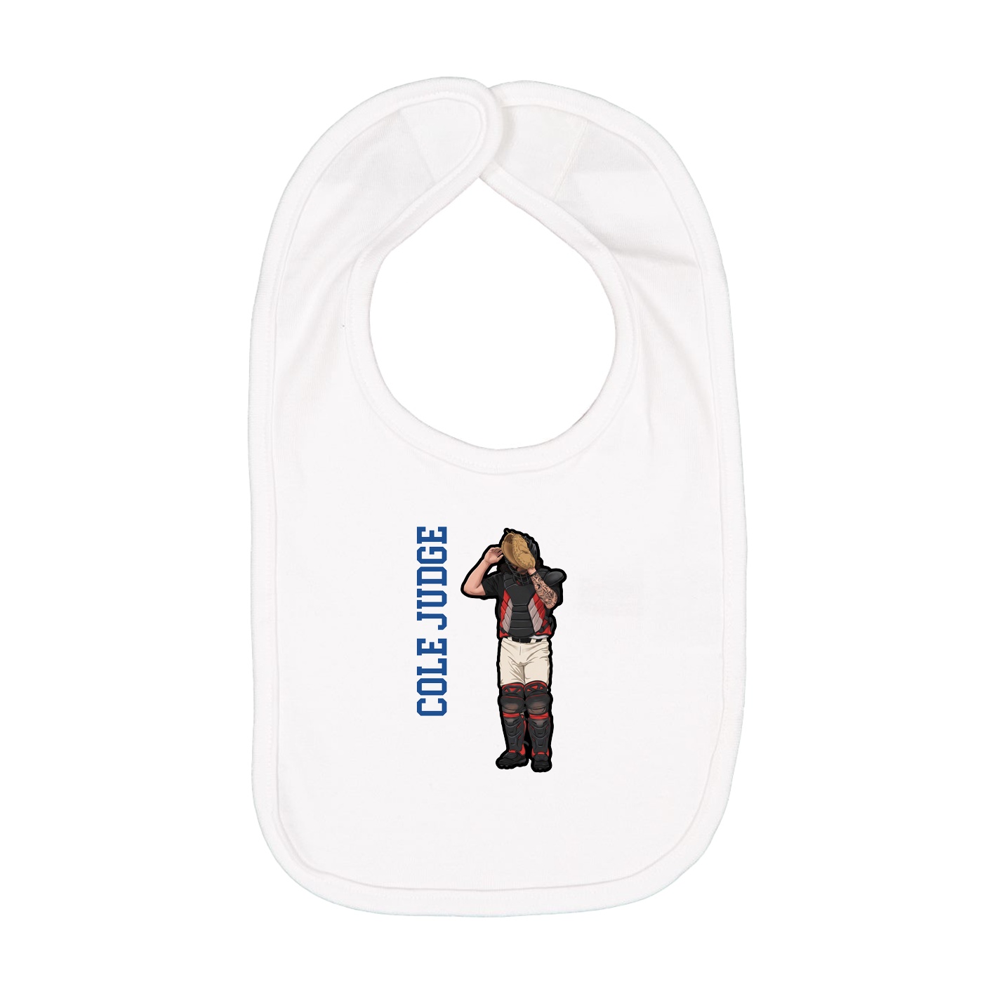 Infant Bib — Name Vertical in White