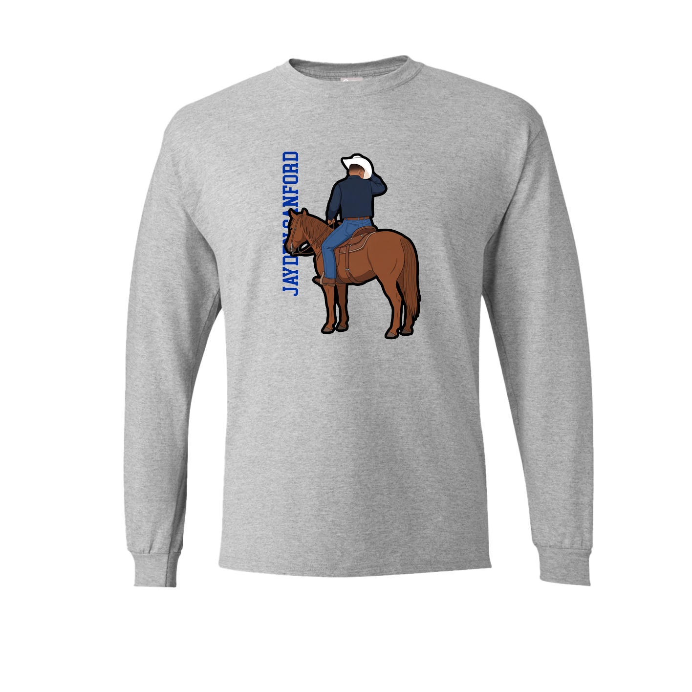 Long Sleeve Tee — Name Vertical in Grey