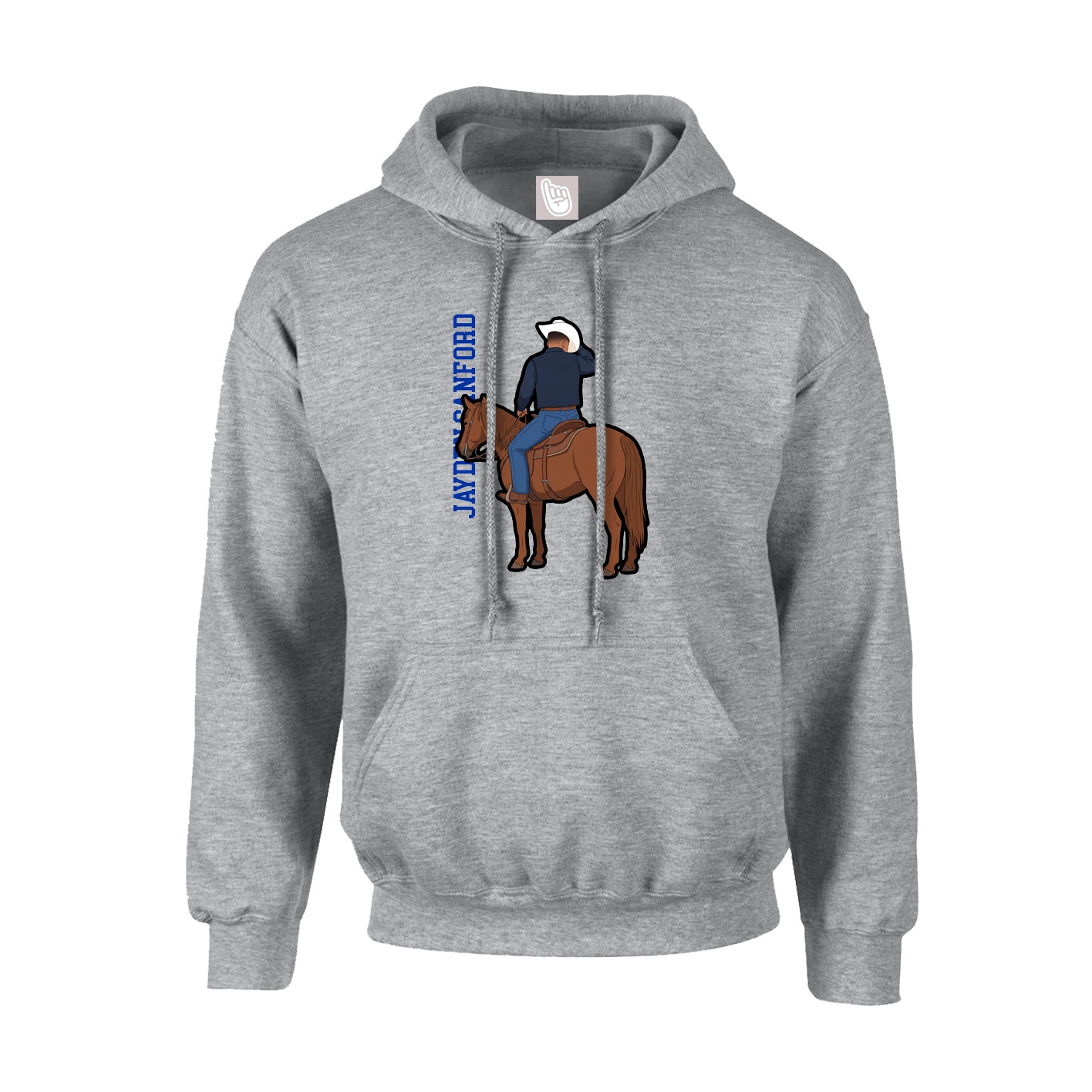 Youth Hoodie — Name Vertical in Grey
