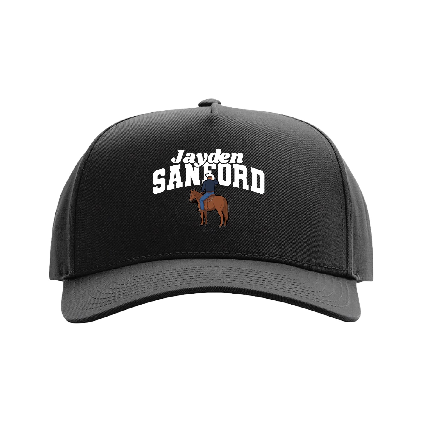 Full Fabric Five-Panel Champ Cap — Signature Arch in Black