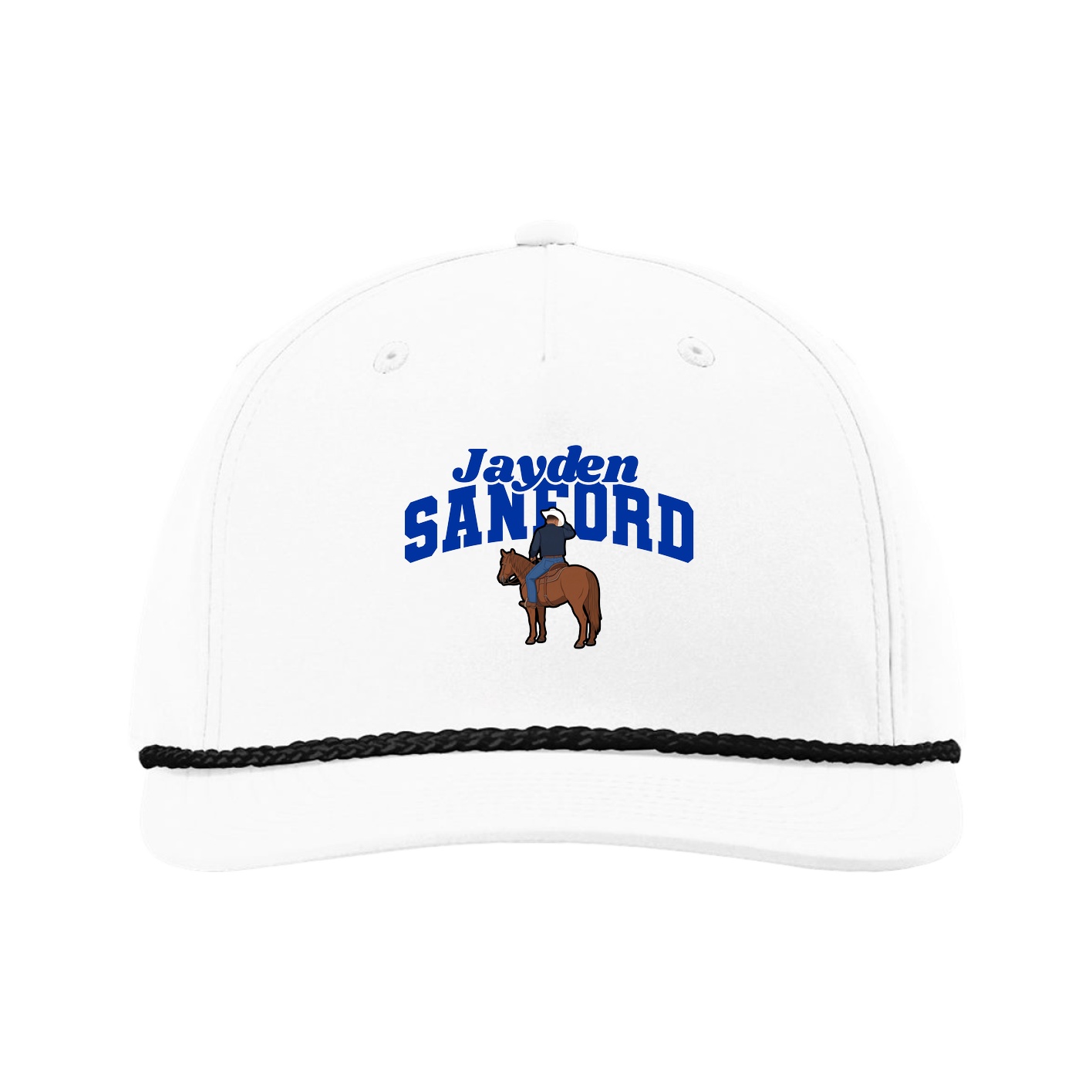 Five-Panel Classic Rope Cap — Signature Arch in White
