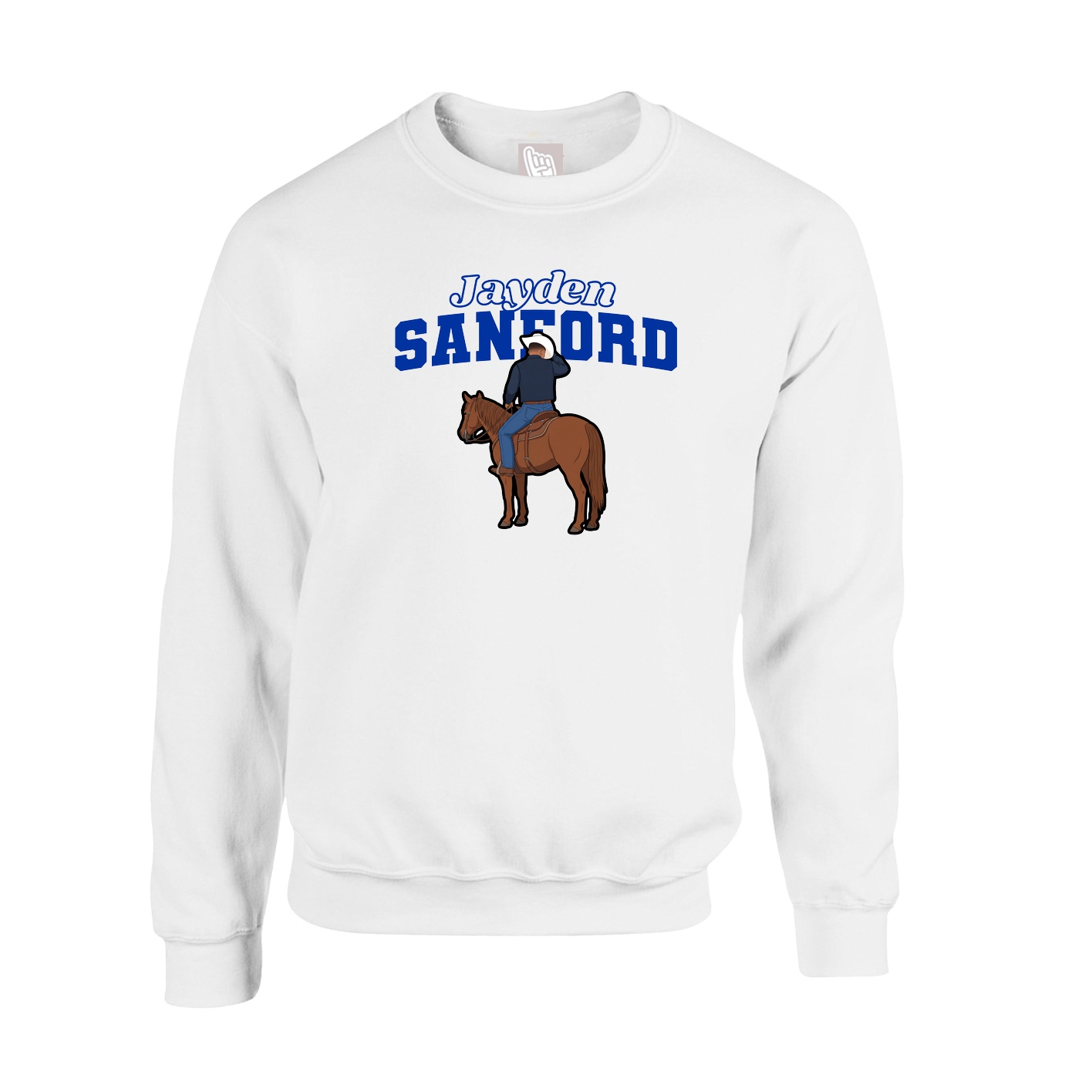 Fleece Crew — Name Arch in White