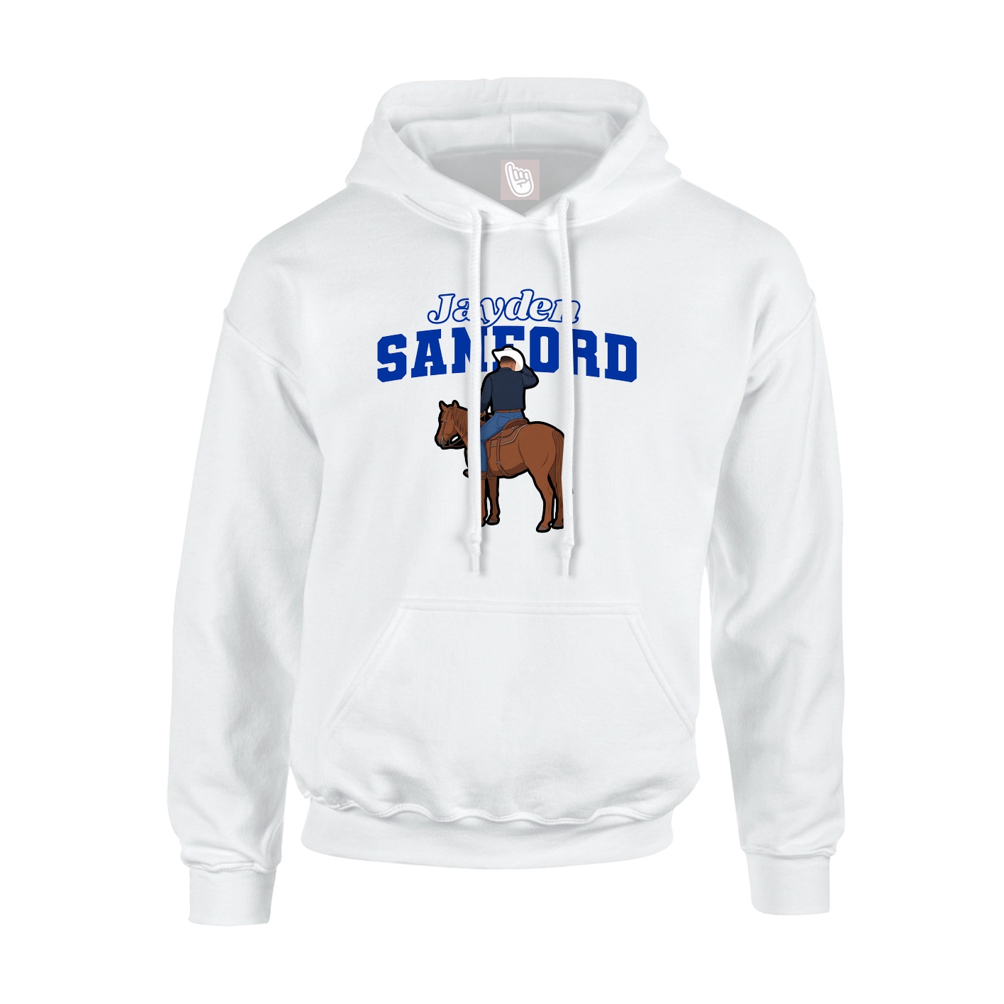 Youth Hoodie — Name Arch in White