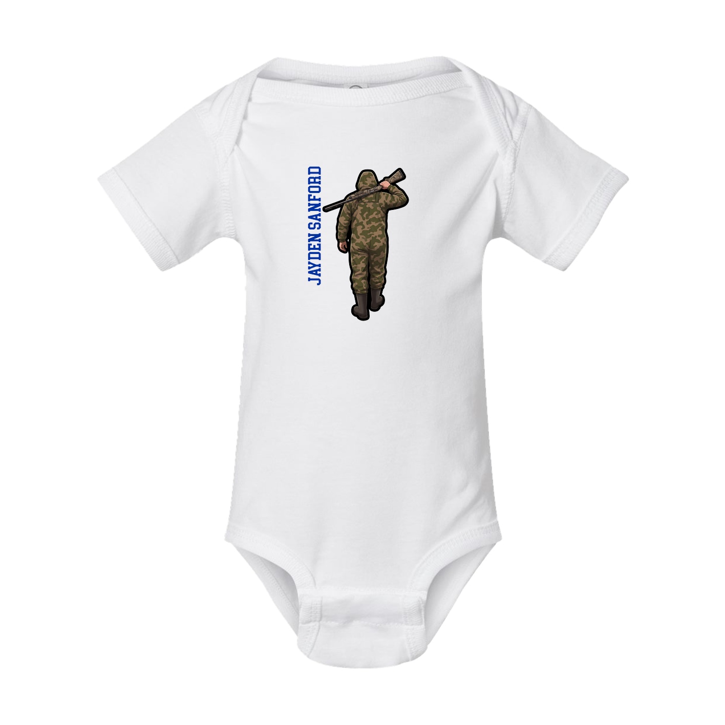 Baby Onesie — Name Vertical in White