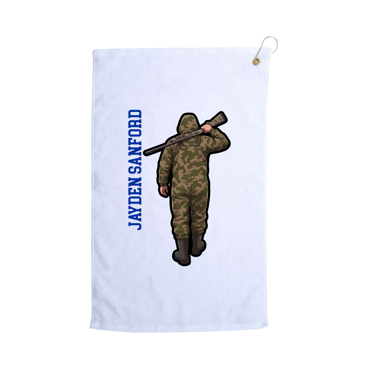 Golf Towel — Name Vertical in White