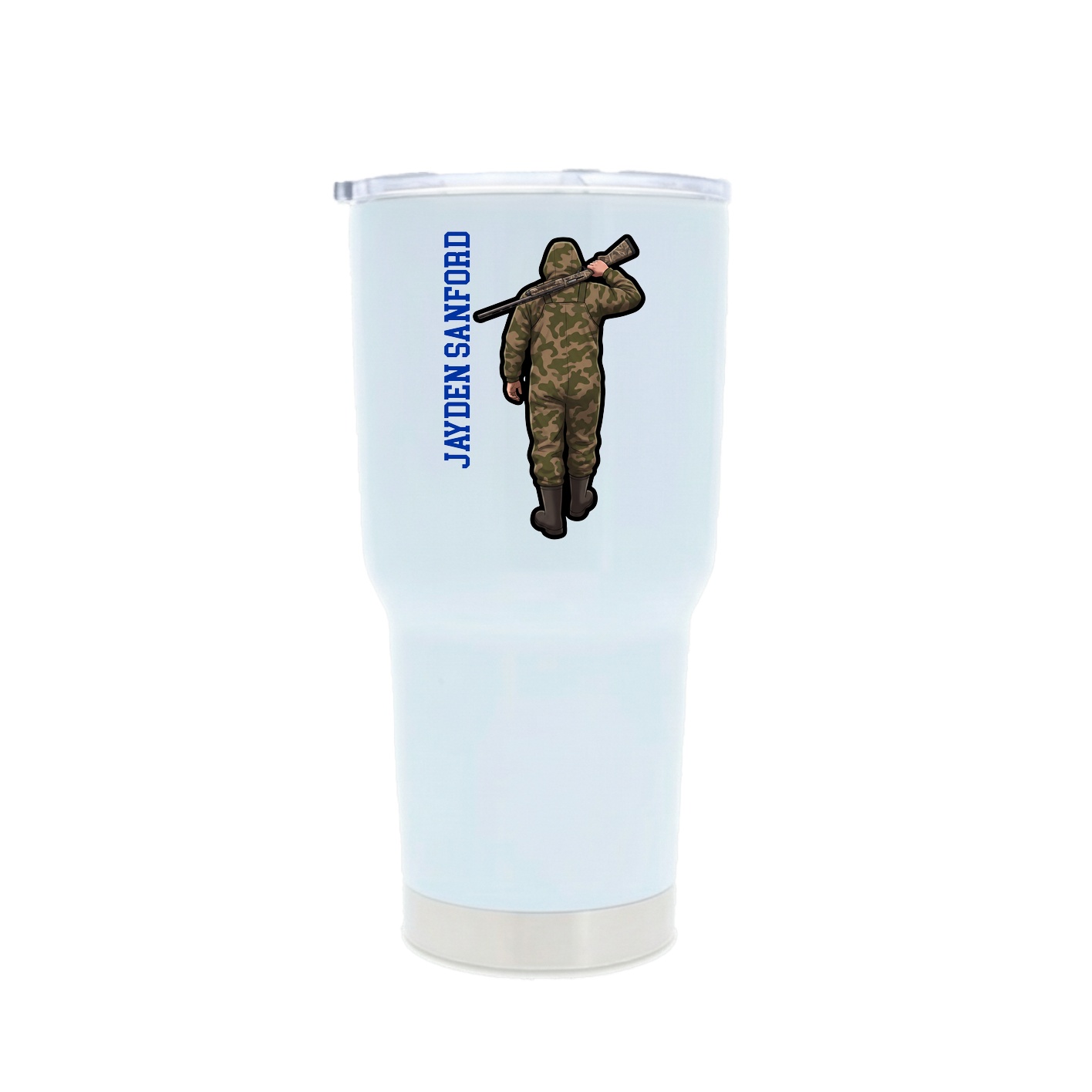 30oz Stainless Steel Tumbler — Name Vertical in White