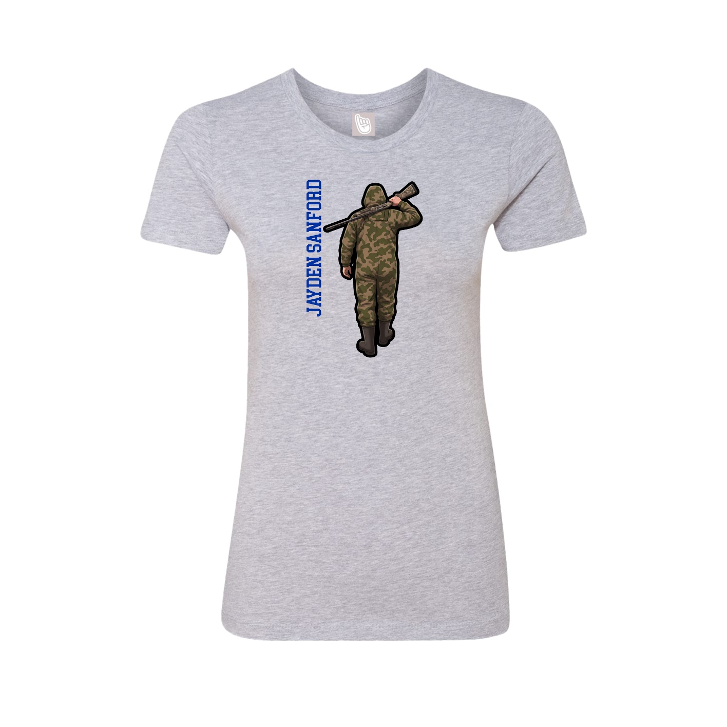 Womens Tee — Name Vertical in Grey