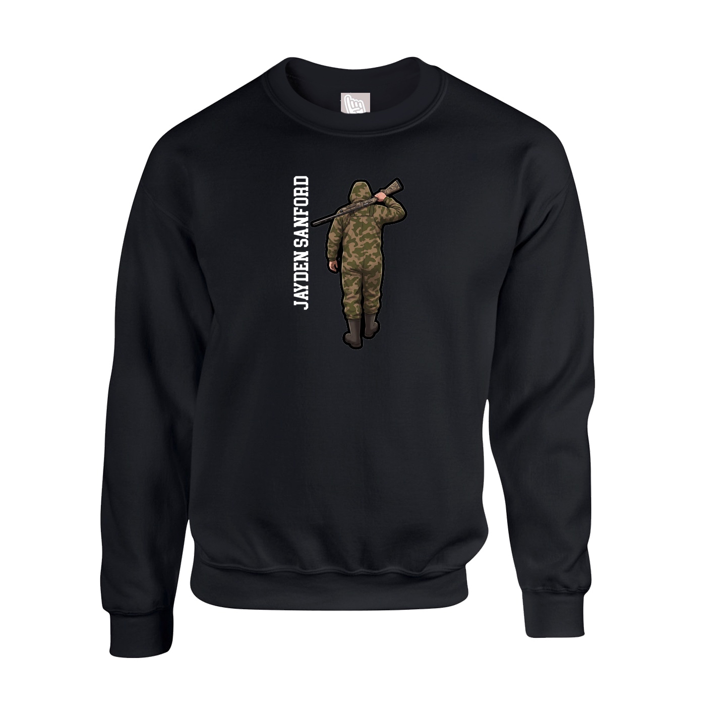 Fleece Crew — Name Vertical in Black