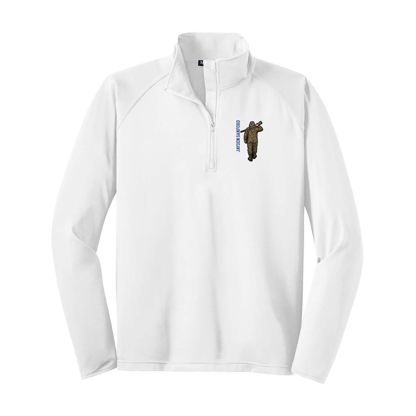 Q-Zip Pullover — Name Vertical in White