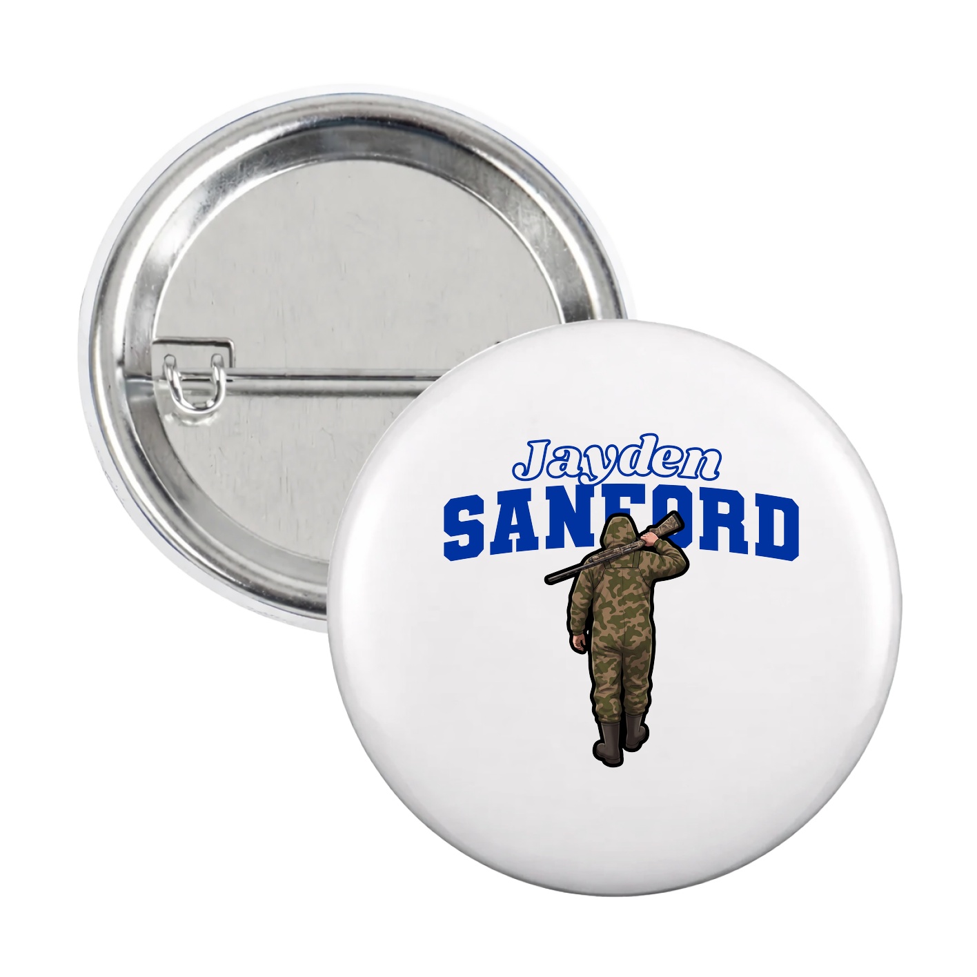 Game Day Button — Name Arch in White