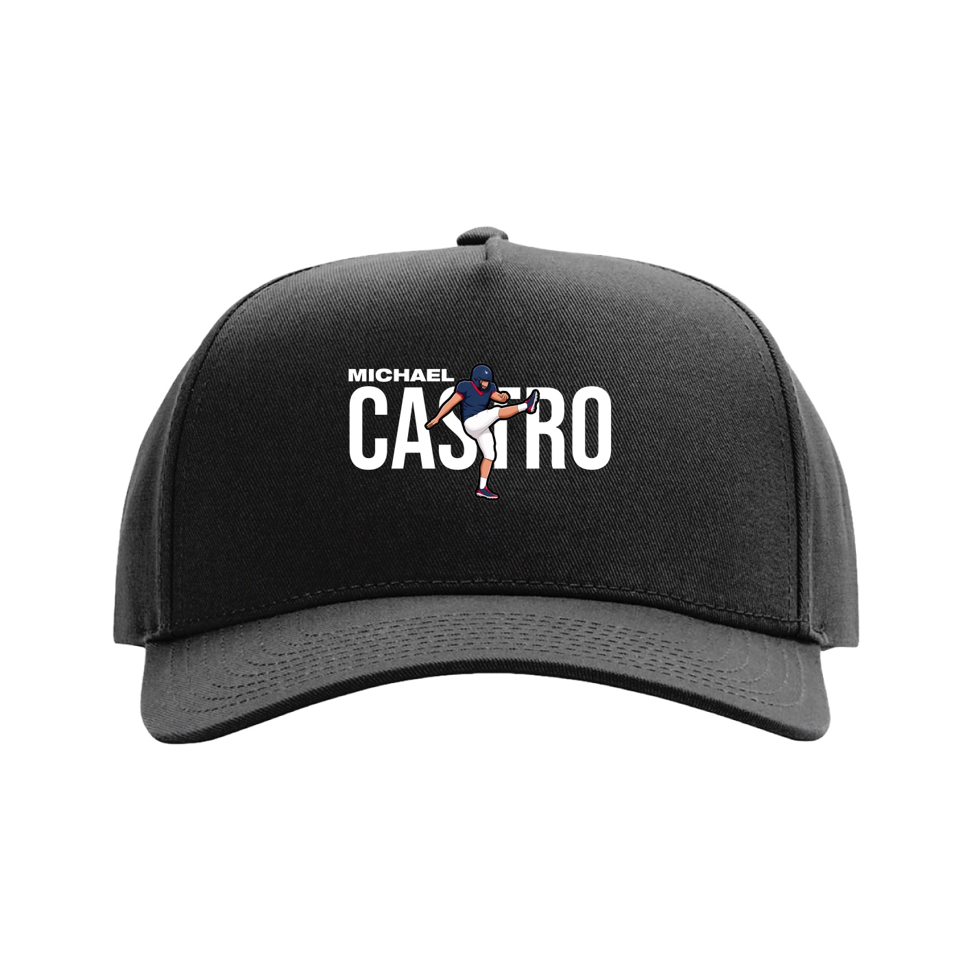 Full Fabric Five-Panel Champ Cap — Player Name in Black