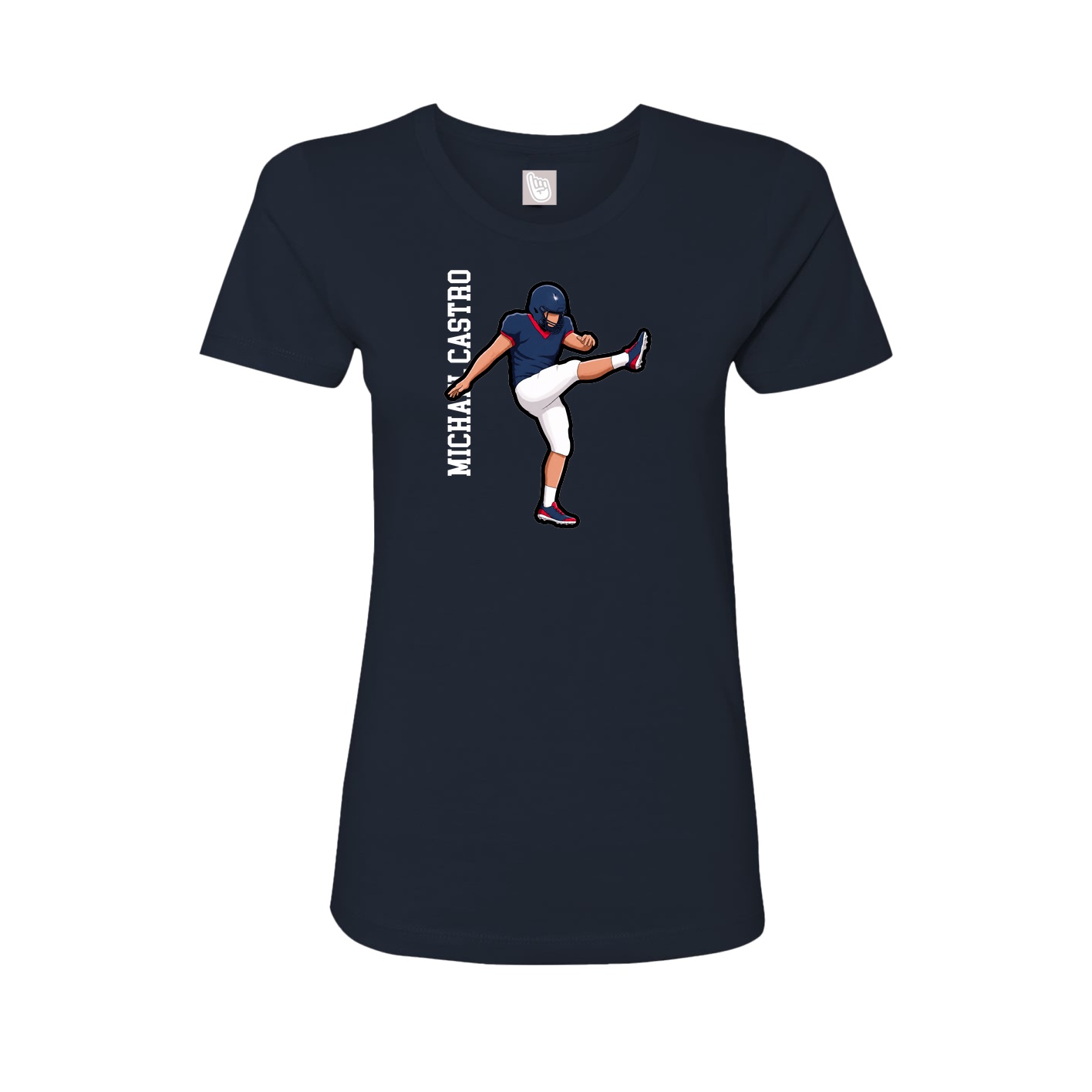 Fitted Women's Tee — Name Vertical in Navy