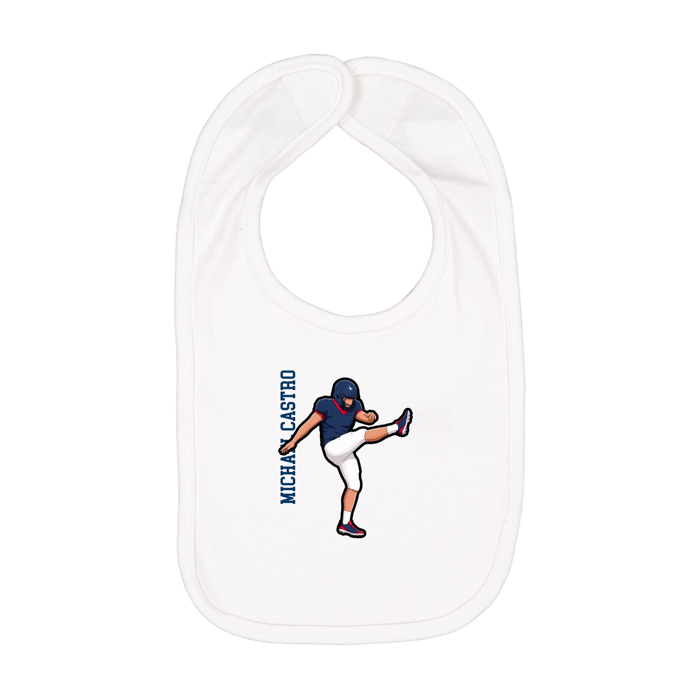 Infant Bib — Name Vertical in White