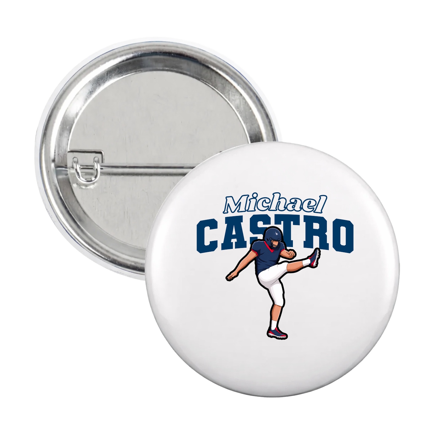 Game Day Button — Name Arch in White