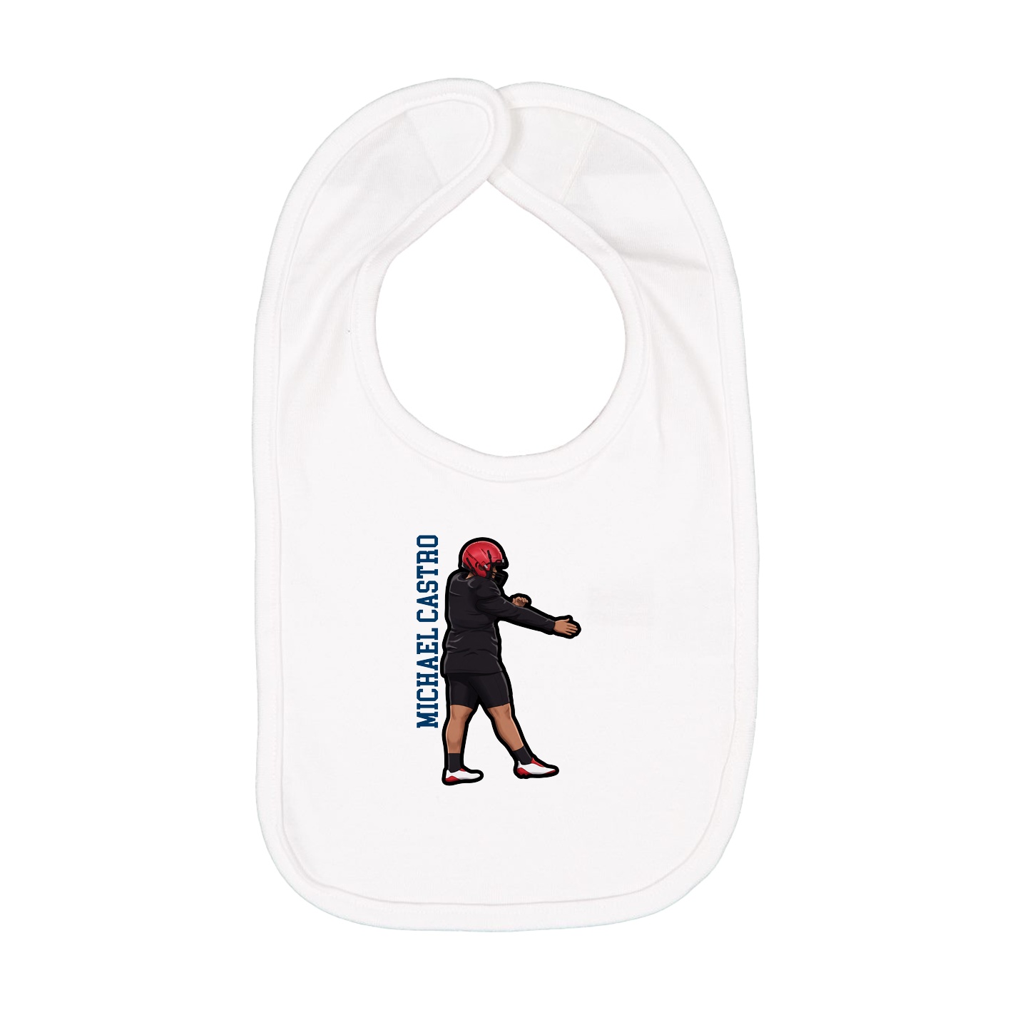 Infant Bib — Name Vertical in White