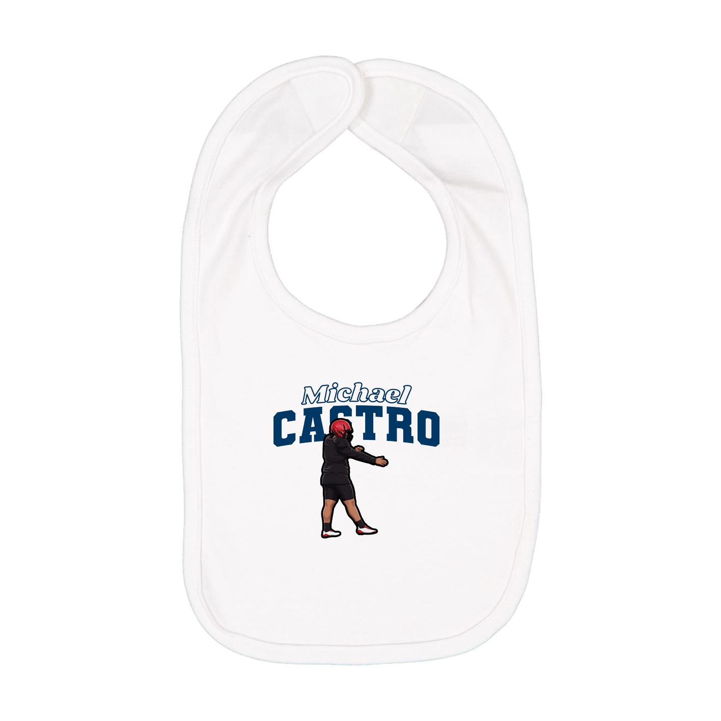 Infant Bib — Name Arch in White