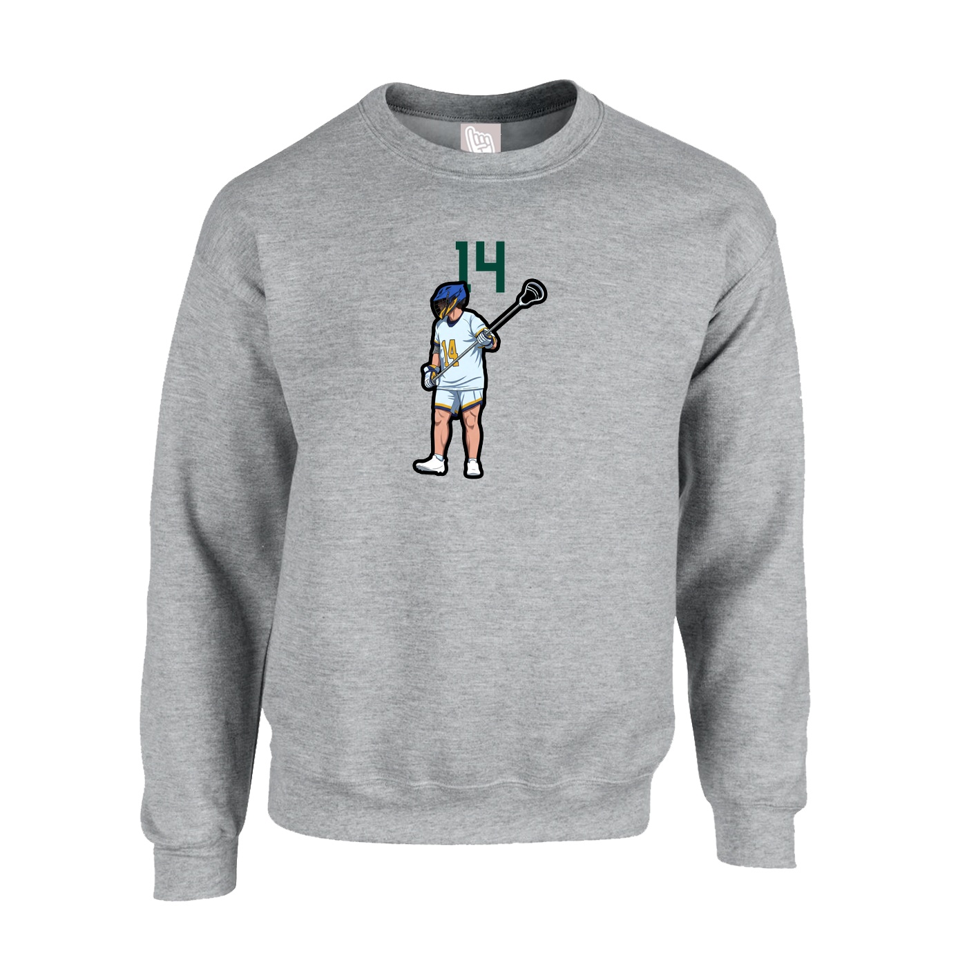Fleece Crew — Number Top in Grey