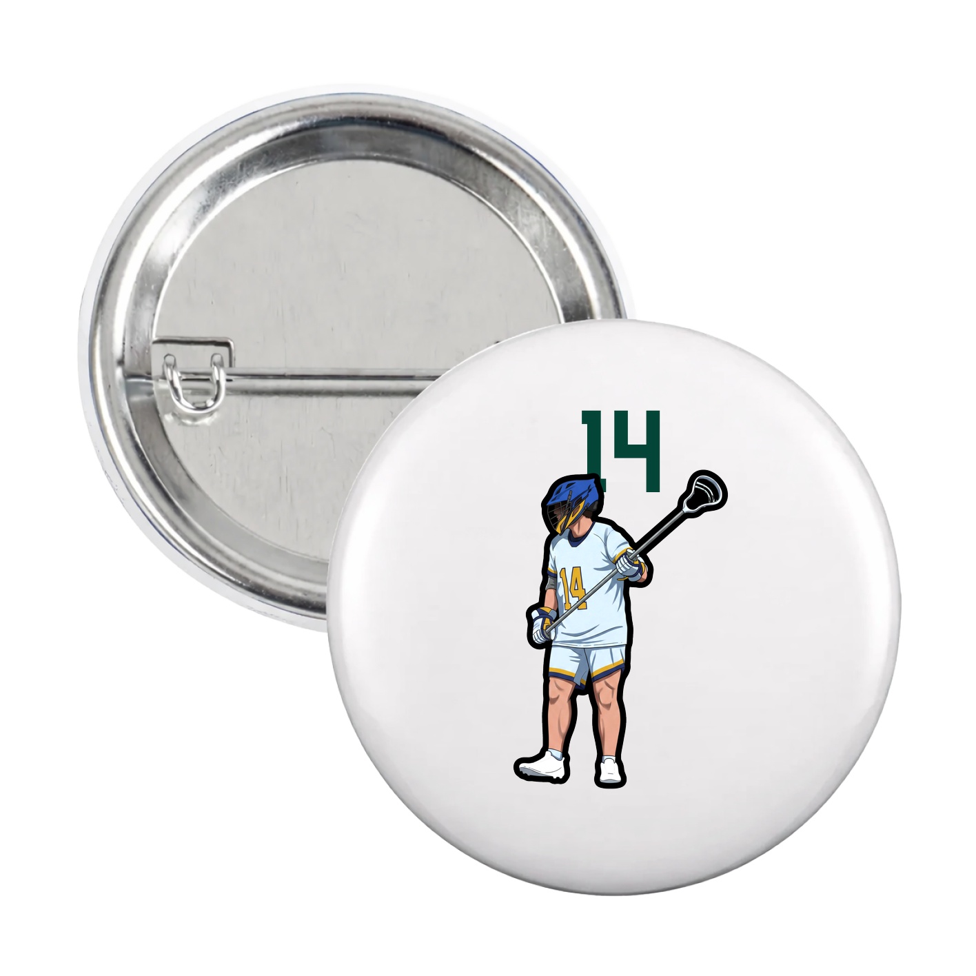 Game Day Button — Number Top in White