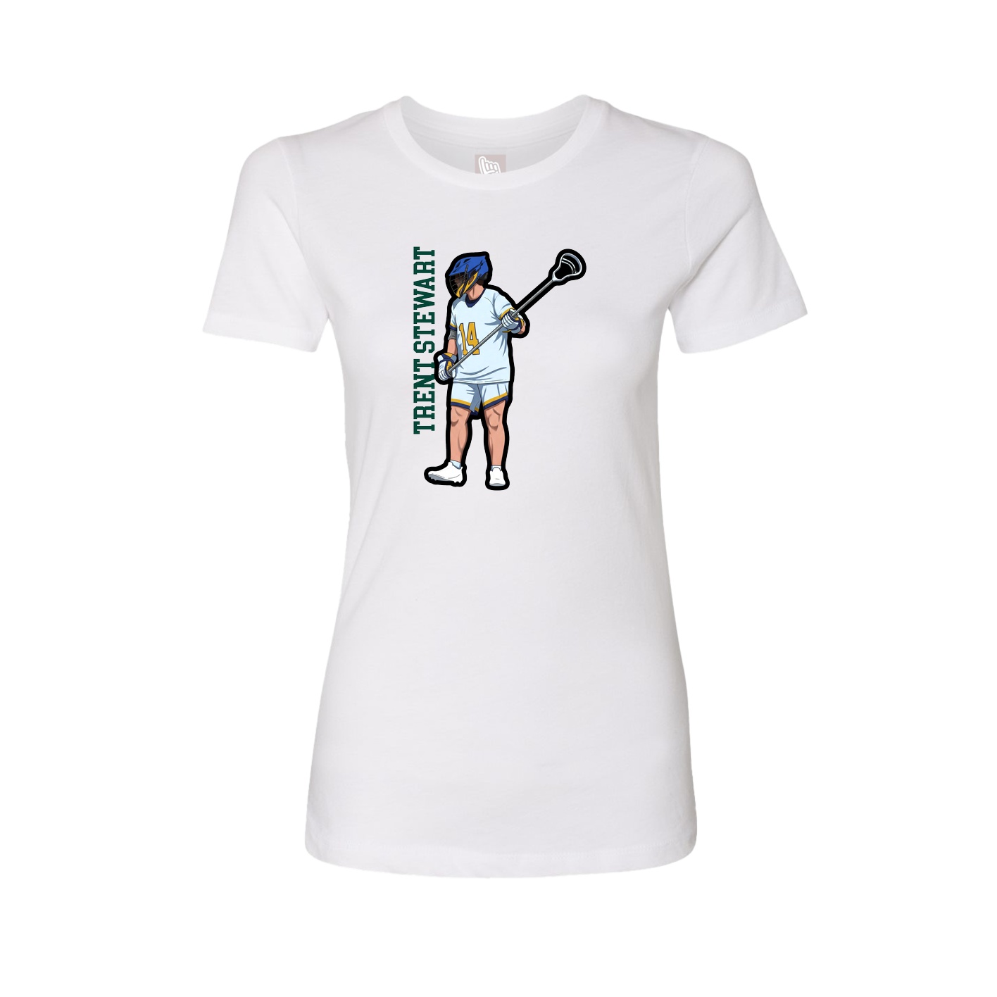 Fitted Women's Tee — Name Vertical in White